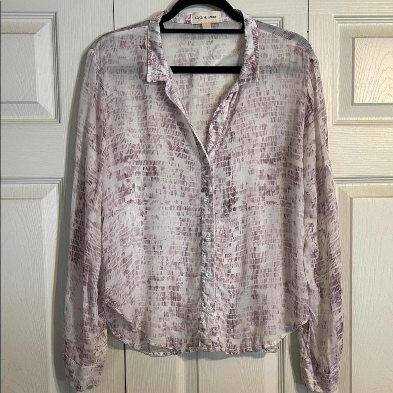 Cloth & Stone XS Burnout Button Down Shirt 100% Tencel Lyocell Soft Blouse