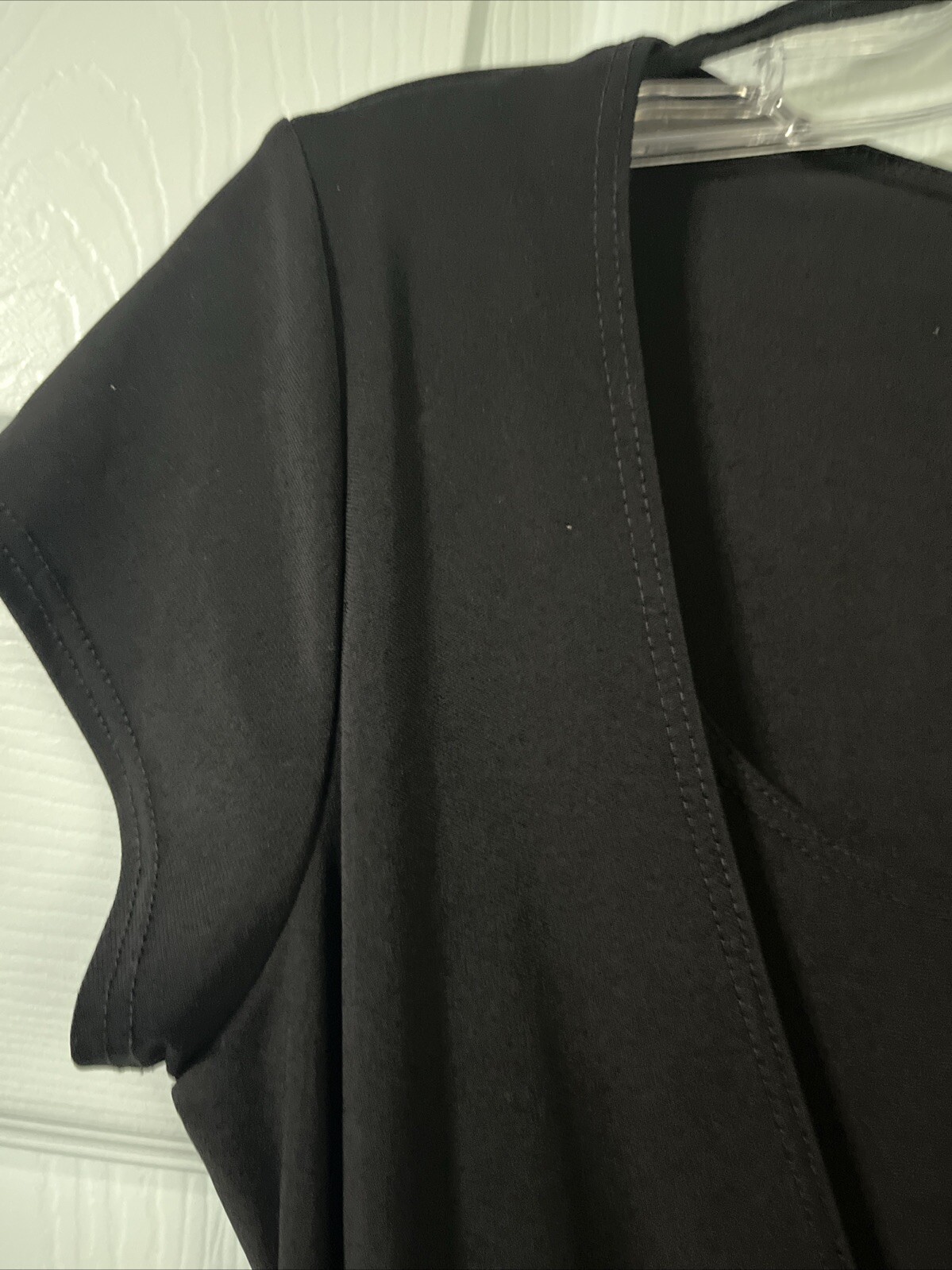 Dynamite Women’s Size M Black Career Wrap Blouse Short Sleeve Scoop Neck