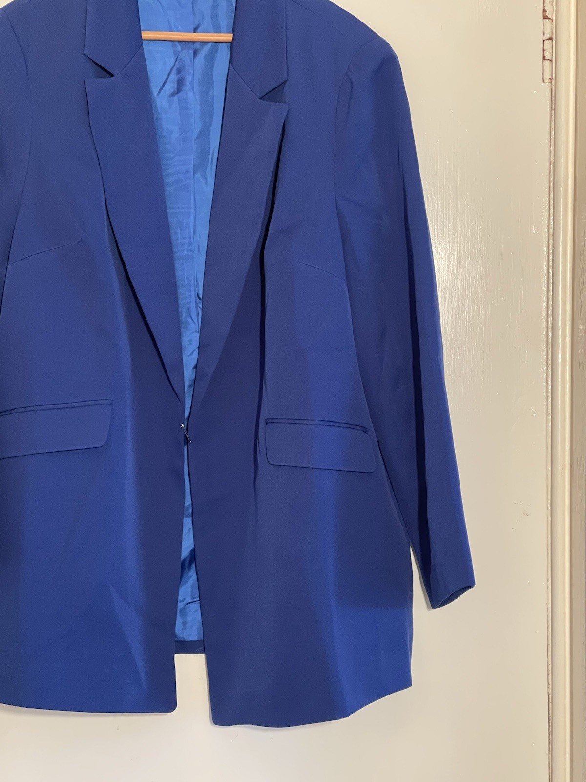 YOURS PLUS SIZE None Button Long Sleeve Casual Blazer Blue Women’s U.K-24”