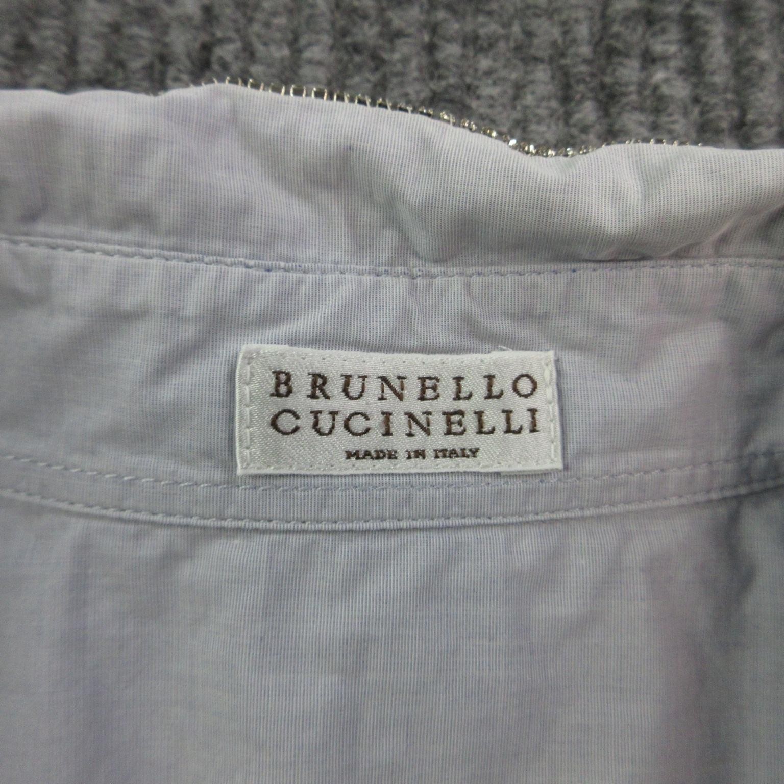 Brunello Cucinelli Dress Shirt Womens XL Blue 100% Cotton Rhinestone Italy