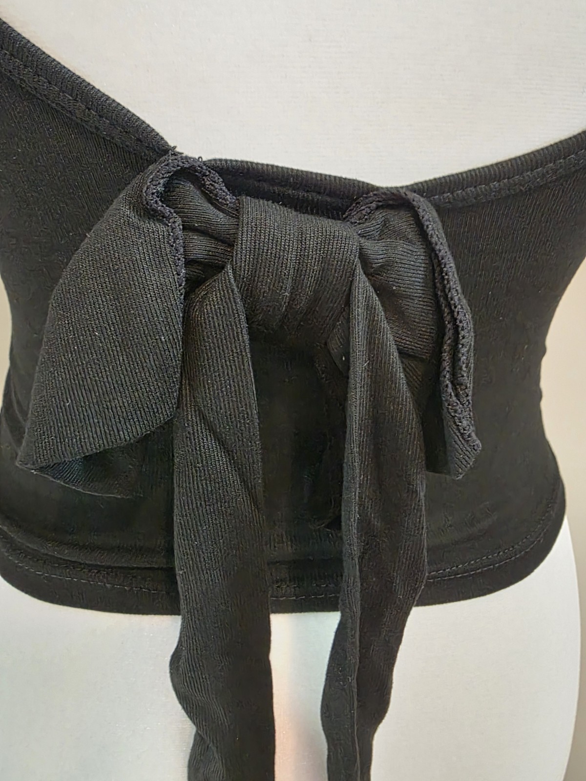 Brand New Black Tank Top With Built In Bra And Ribbon Detail, S/M