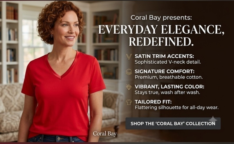 Coral Bay Red Large One Side Button Trim V-Neck Everyday Top Ladies NEW