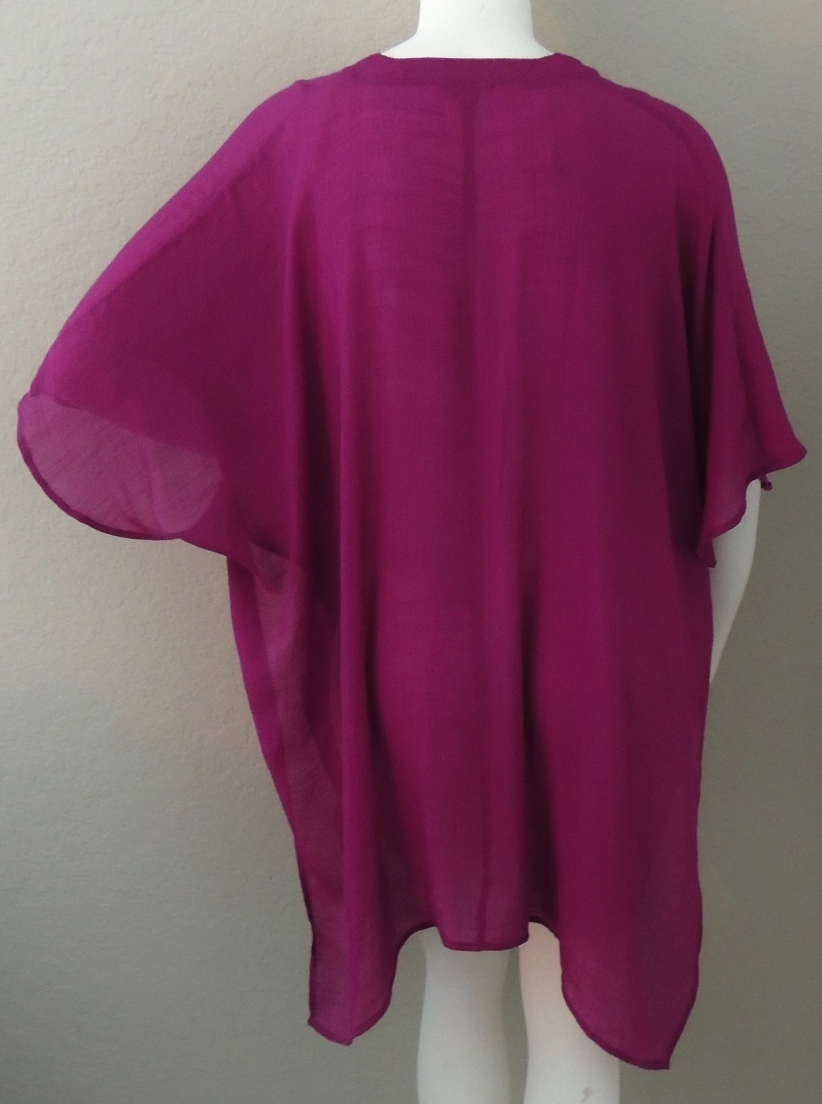 Umgee USA V-Neck Caftan Tunic Cover Up Berry Fuchsia Plus XL/1XL & 1XL/2XL New!