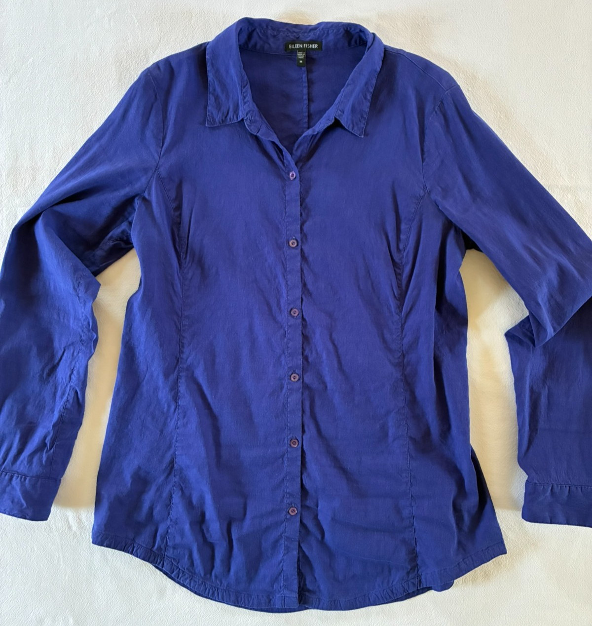 EILEEN FISHER Linen Blend Stretch Tunic Blouse Women’s Medium