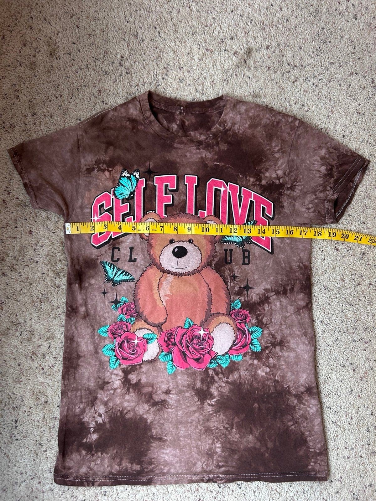 Popular Poison Brown Tie Dye Self Love Club Teddy Bear Graphic Tee