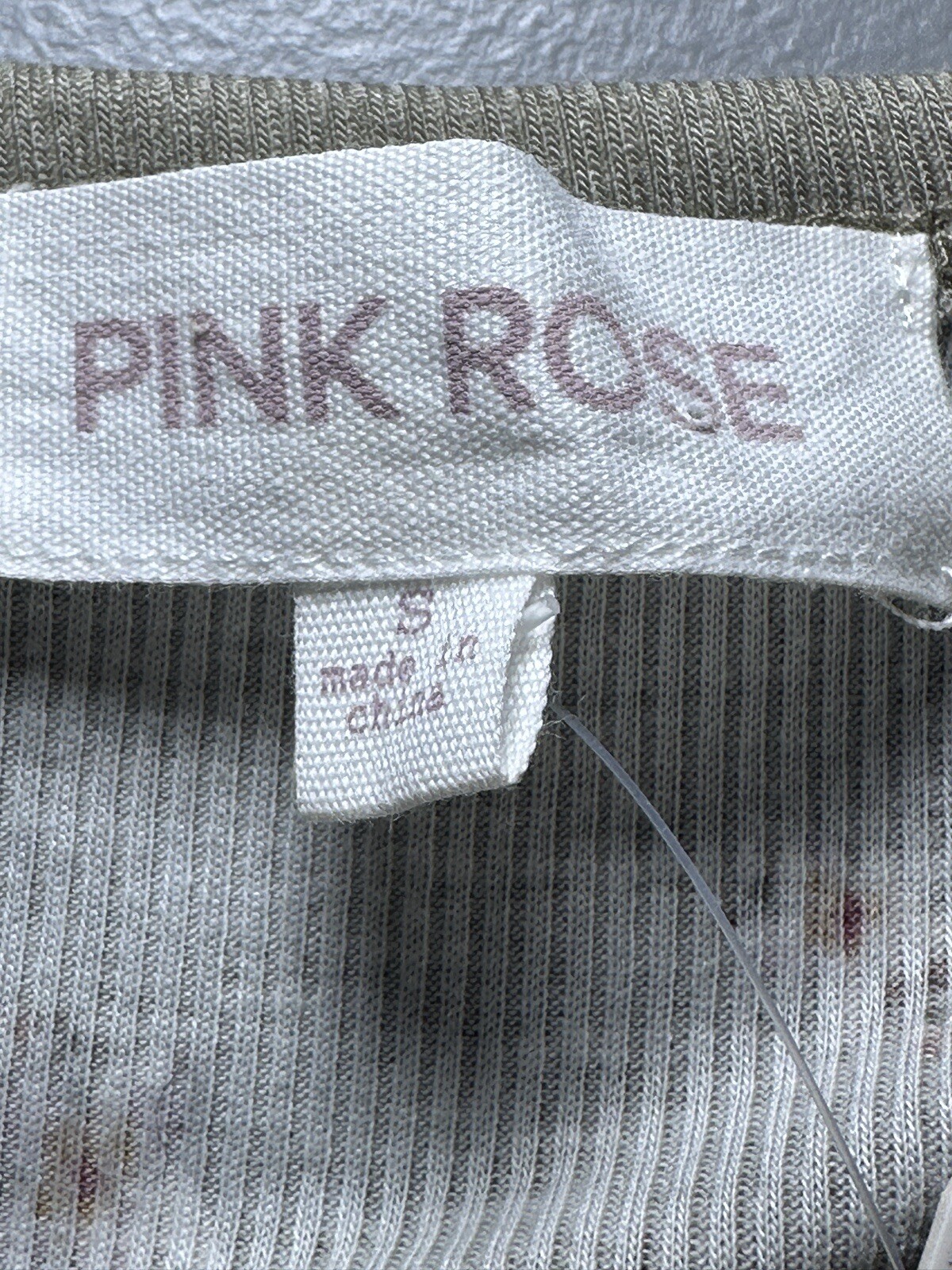 Pink Rose Floral Crop Top, Olive, Green Pink Flowers, Size Small New #2