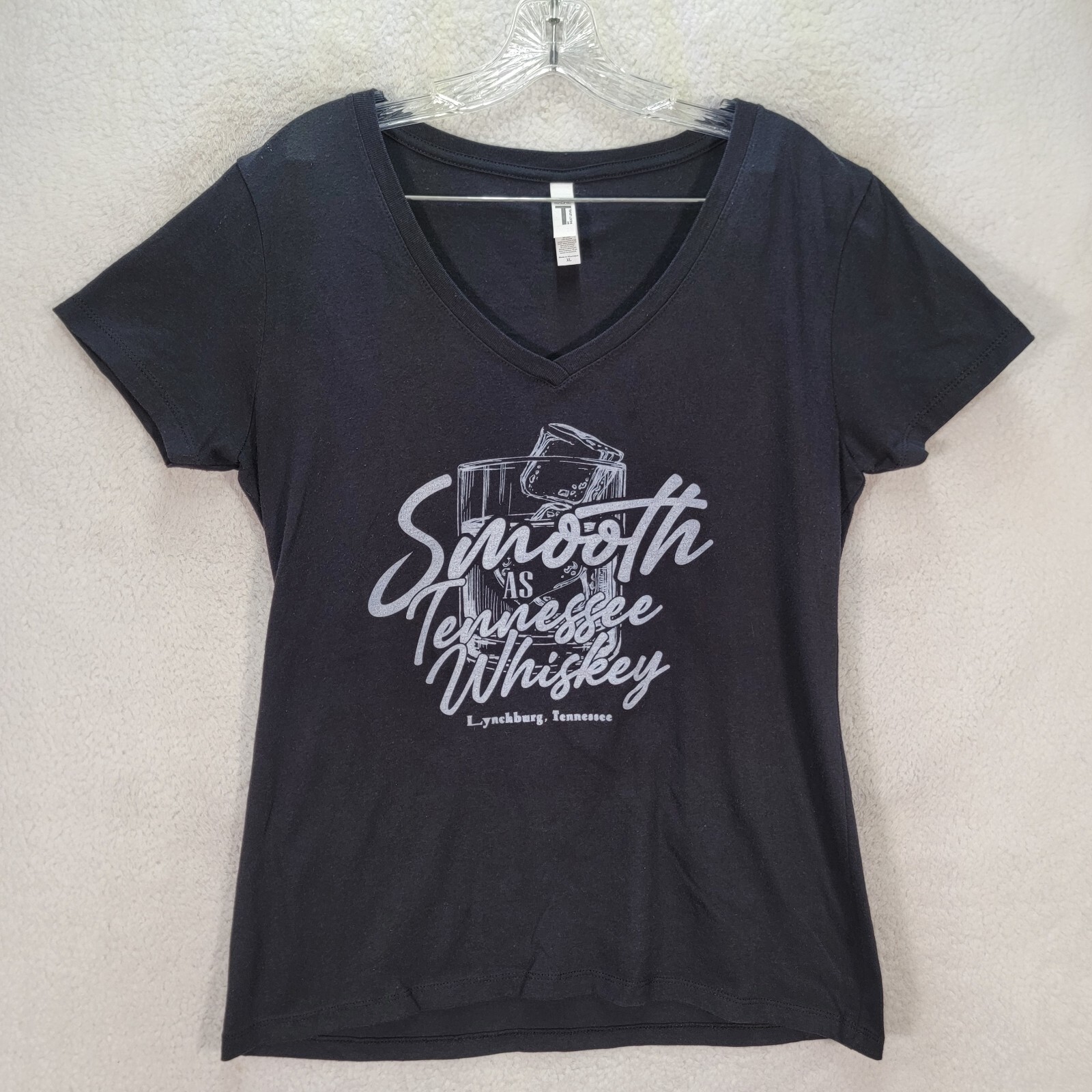 Smooth As Tennessee Whiskey Lynchburg Graphic Tee Black T Shirt Womens Size XL