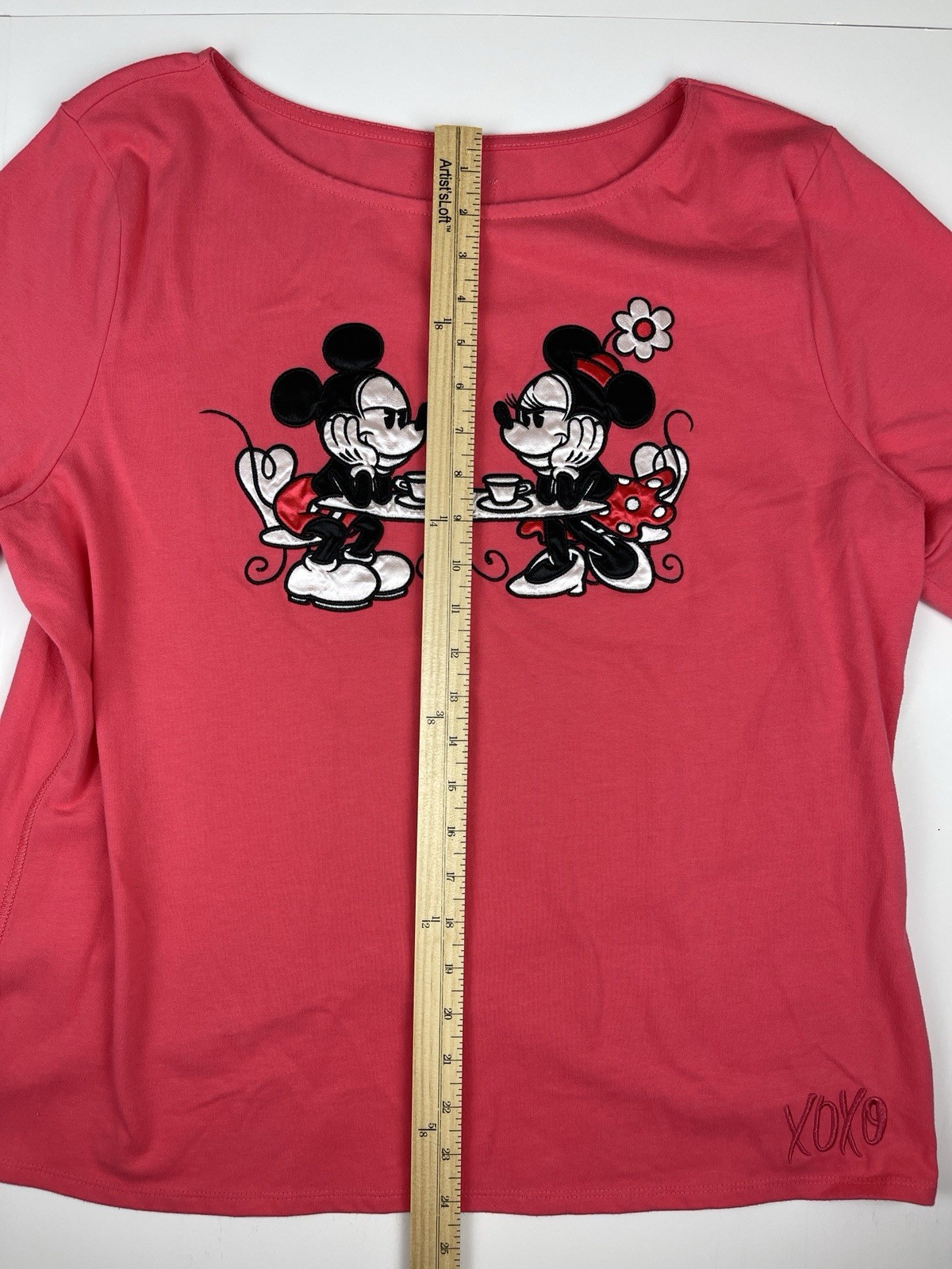 DISNEY MICKEY & MINNIE “XOXO” EMBROIDERED T-SHIRT WOMEN’S SIZE XXL – AUTHENTIC