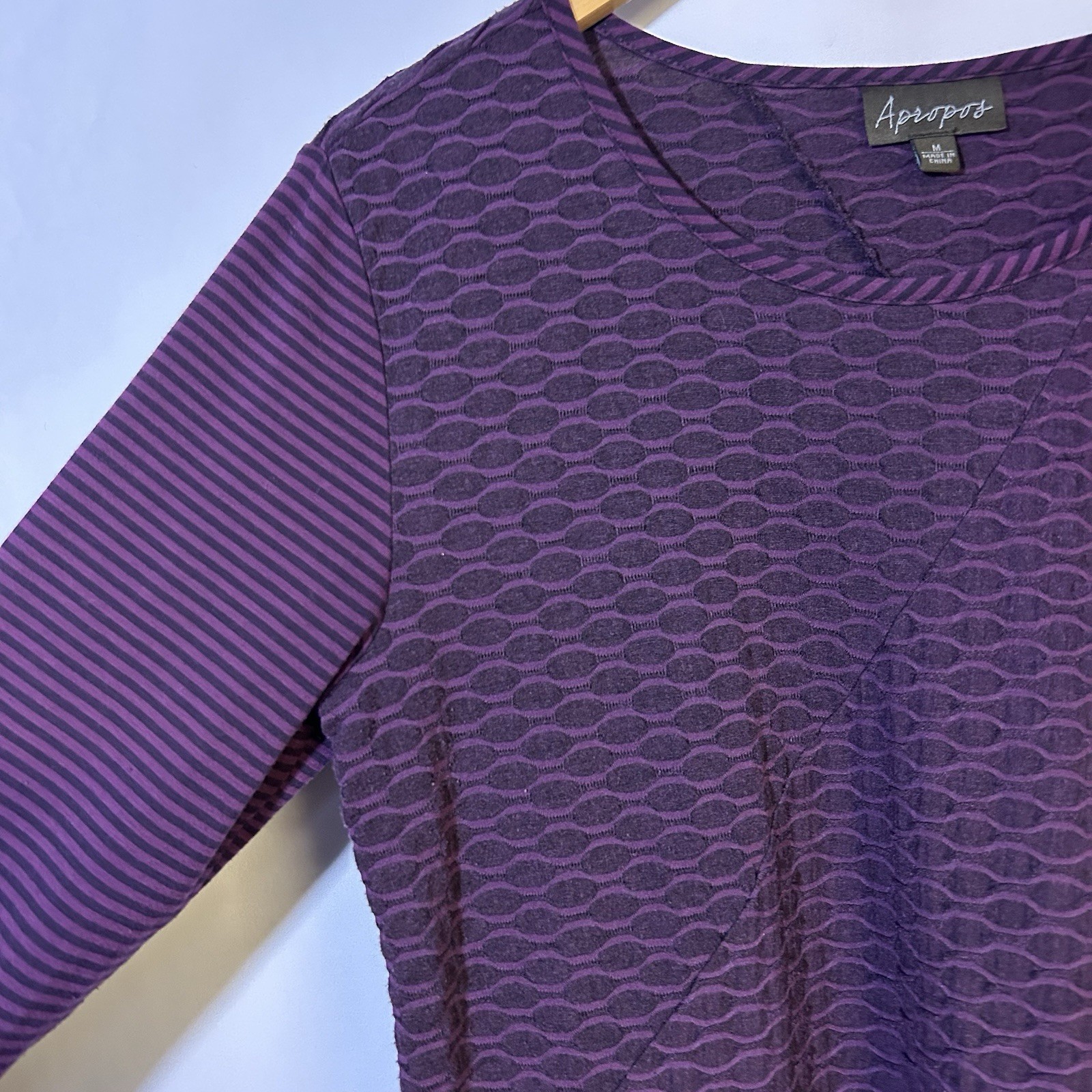 Apropos Purple Black Tunic Medium long sleeve pockets
