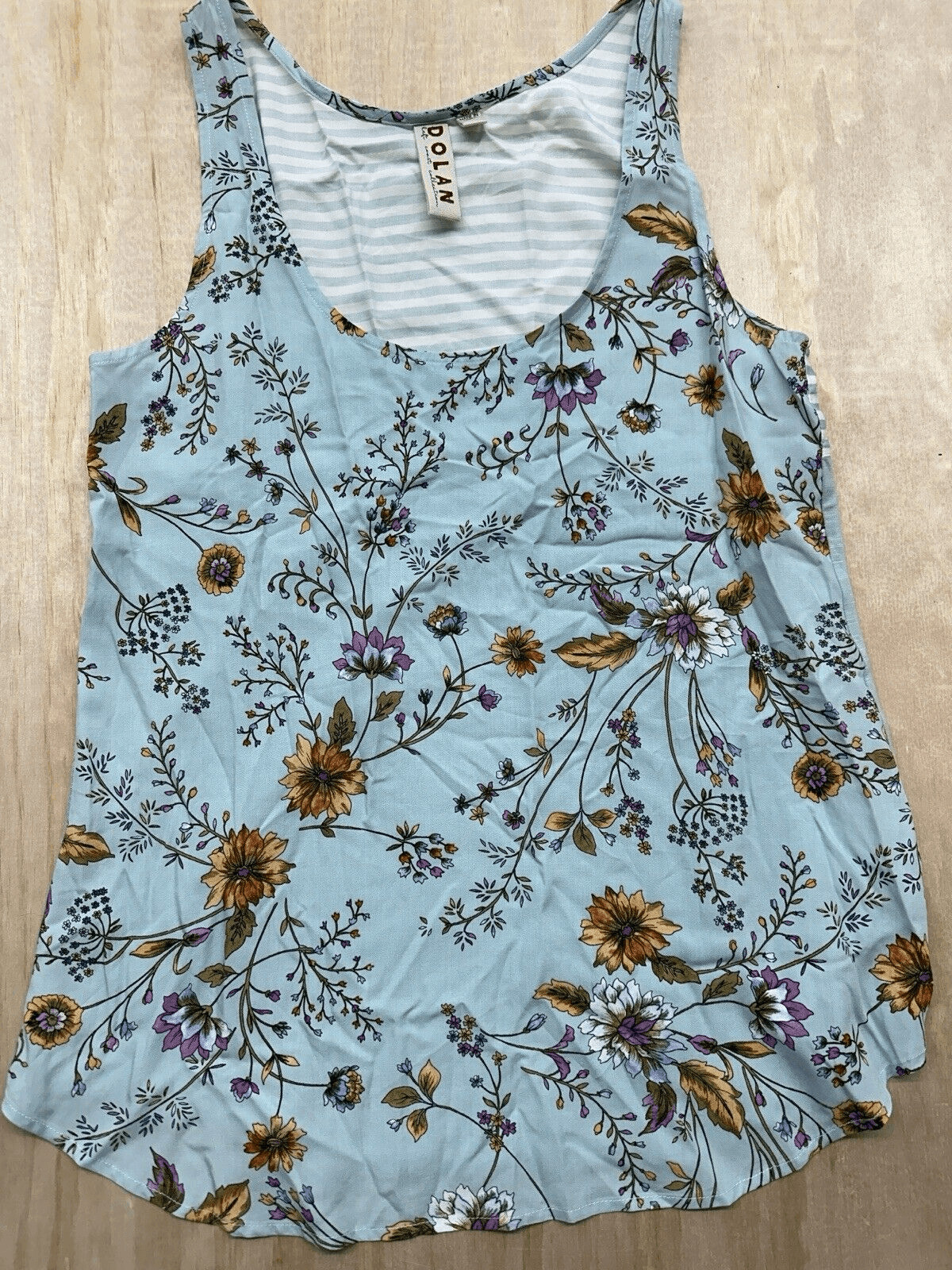 DOLAN Anthropologie Coast Collection Tank Blues Floral Stripes Sm 100% Rayon