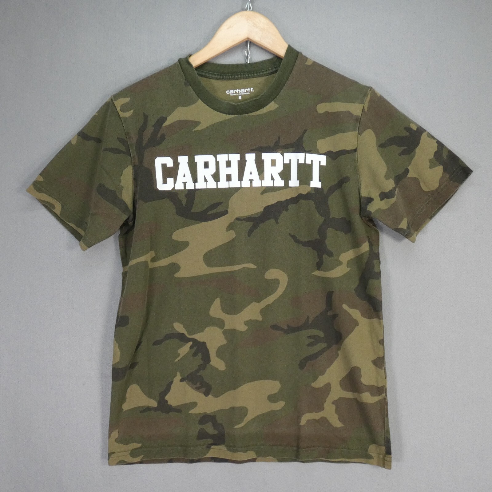 Carhartt WIP T Shirt Camouflage College Vintage Camo Logo 100% Cotton size S