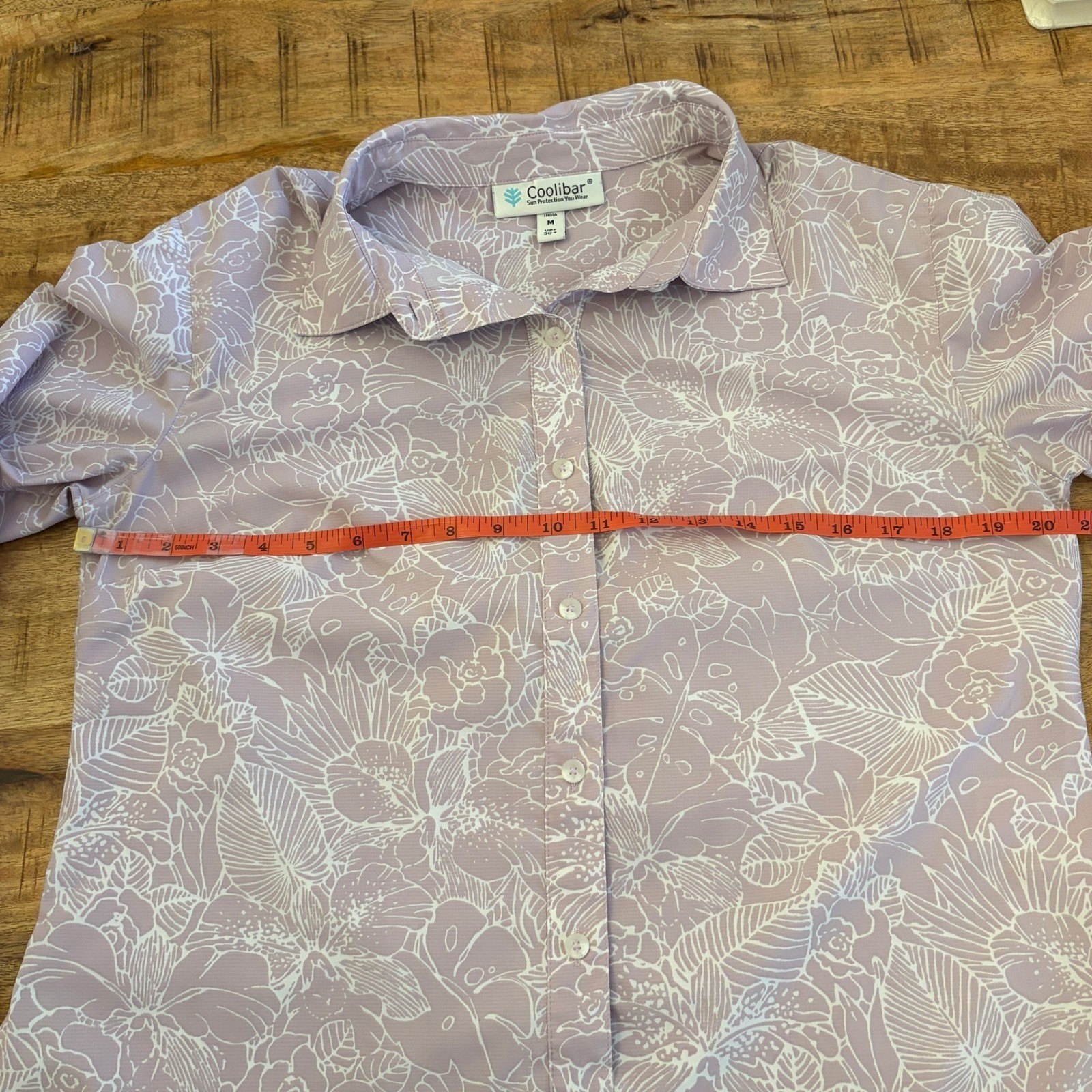 Coolibar Hepburn Button Up Shirt Women M UPF 50 Floral Tropical Coastal Outdoors