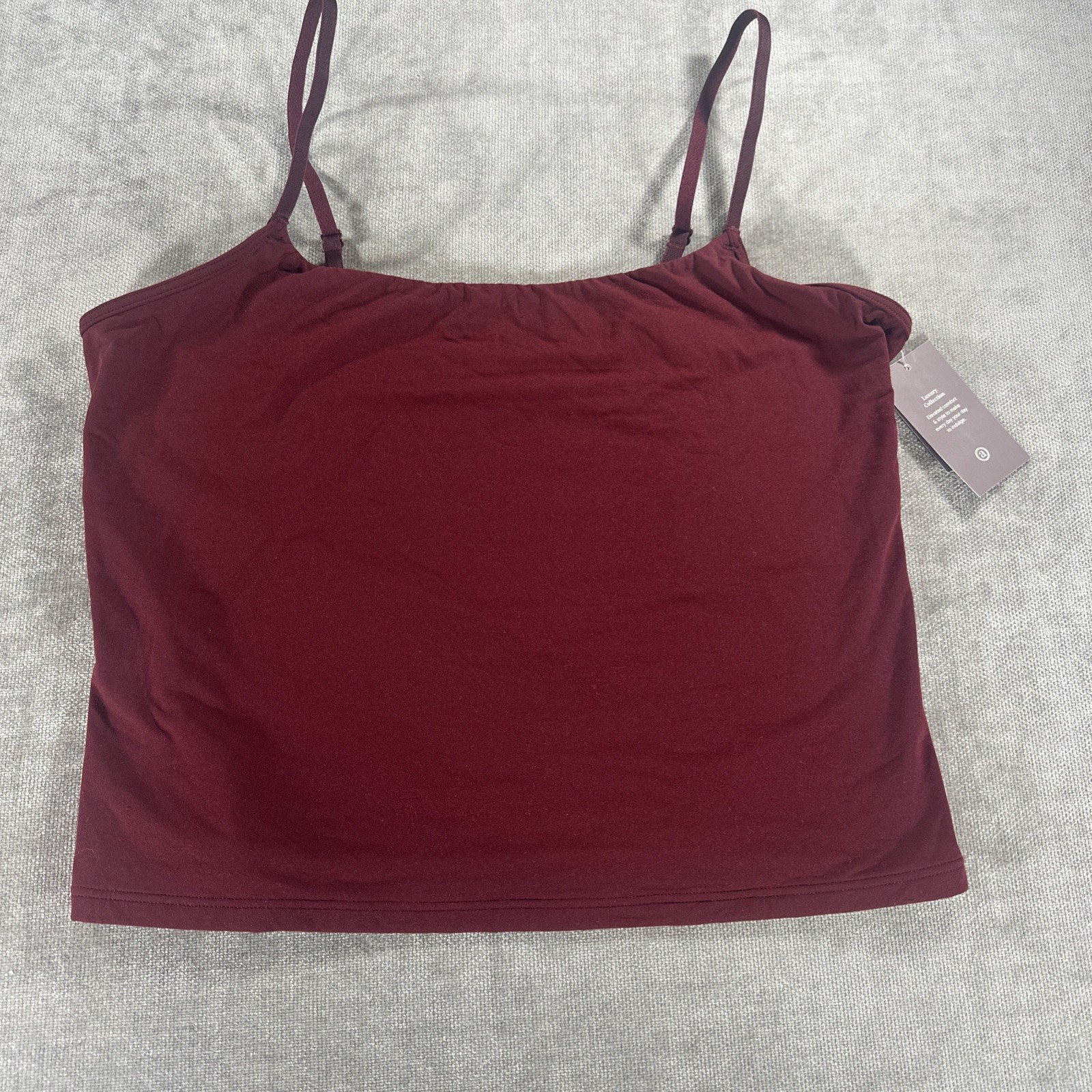 NEW AUDEN BERRY RED SPAGHETTI STRAPS STRETCH CROPPED CAMI TANK TOP XL
