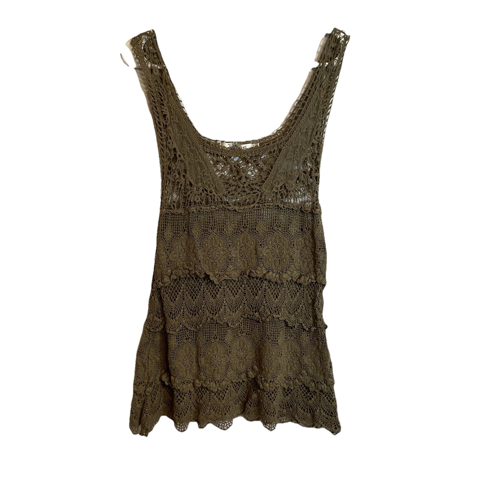 L’affaire Olive Army Green Lace Crochet Sleeveless Top Women’s Size S Small