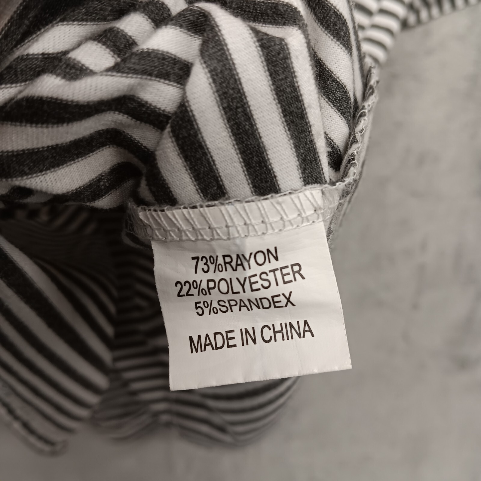 Tickled Teal Woman Sz L Dark Gray White Stripe Short Bell Sleeves Blouse Cottage