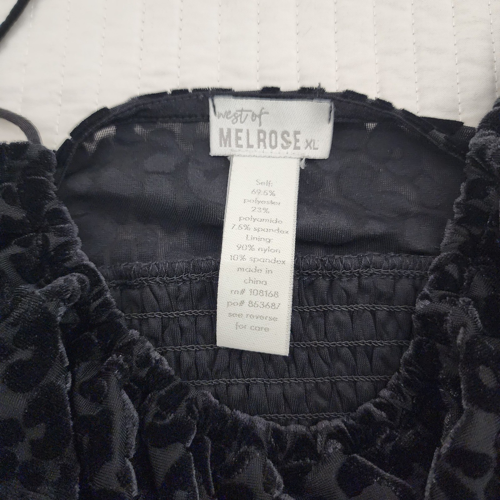 West of Melrose XL Black Velvet Leopard Print Cami Top Sleeveless