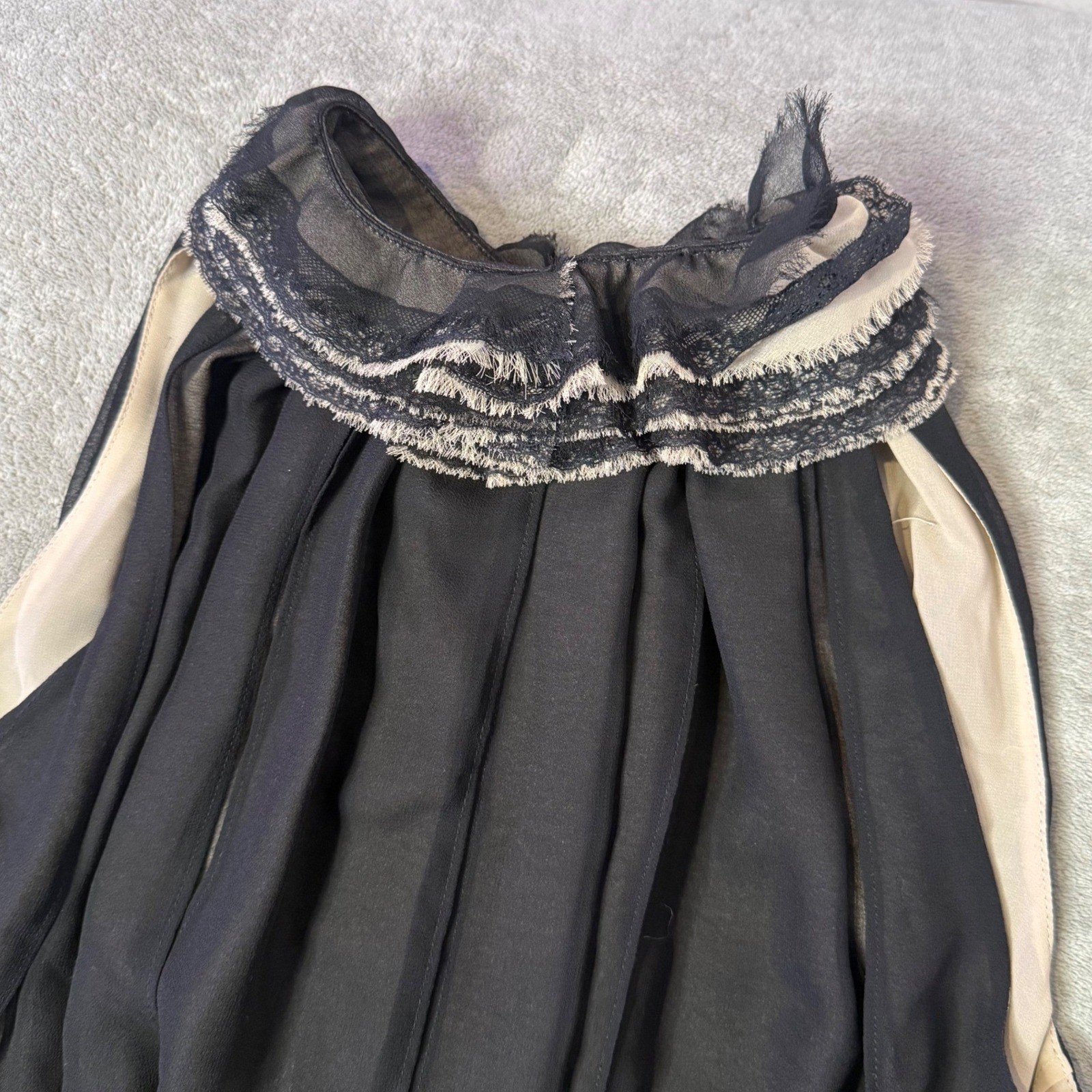 Gothic Romantic Ruffle Peplum Blouse Sheer Black Victorian Top Womens S Chiffon