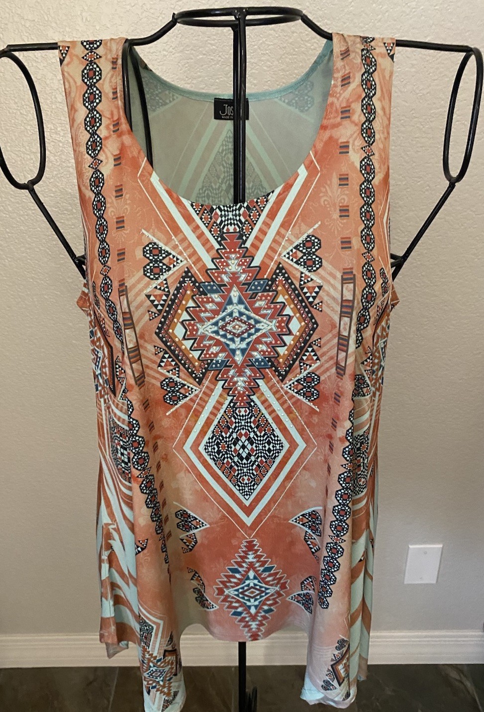 Jostar Women’s Embellished Tunic Tank Southwest Print 2XL