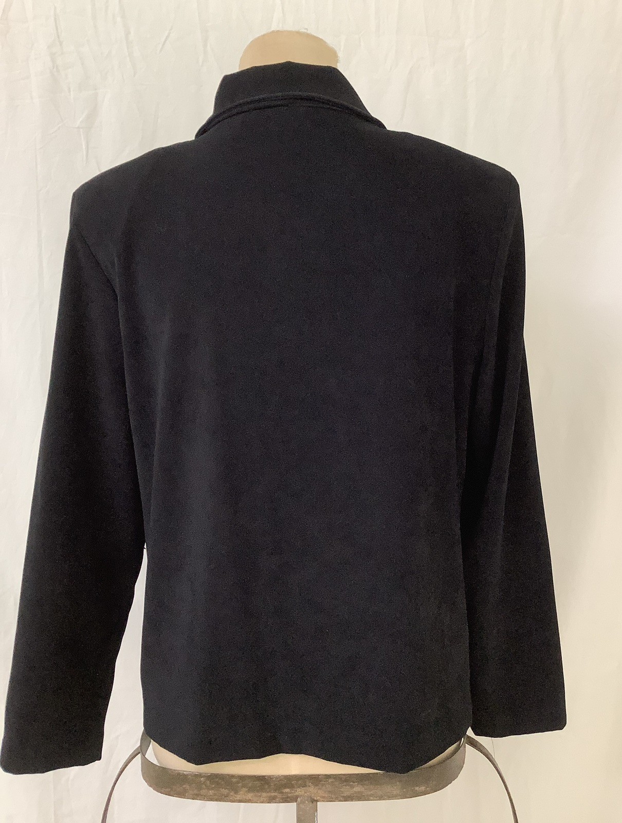 Briggs Jacket Top Blouse Shirt-Black-Polyester Spandex Blend-Button Close-PS