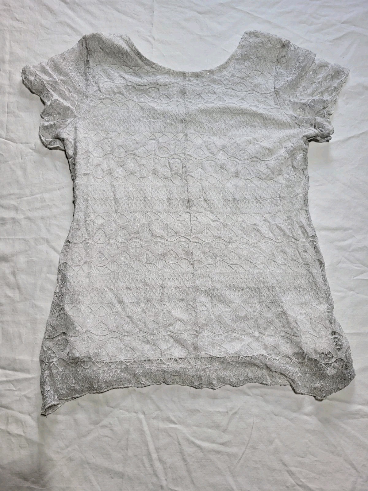 Eve And Maddie White Lace Delicate Romantic Lacy Dressy Top Size Large