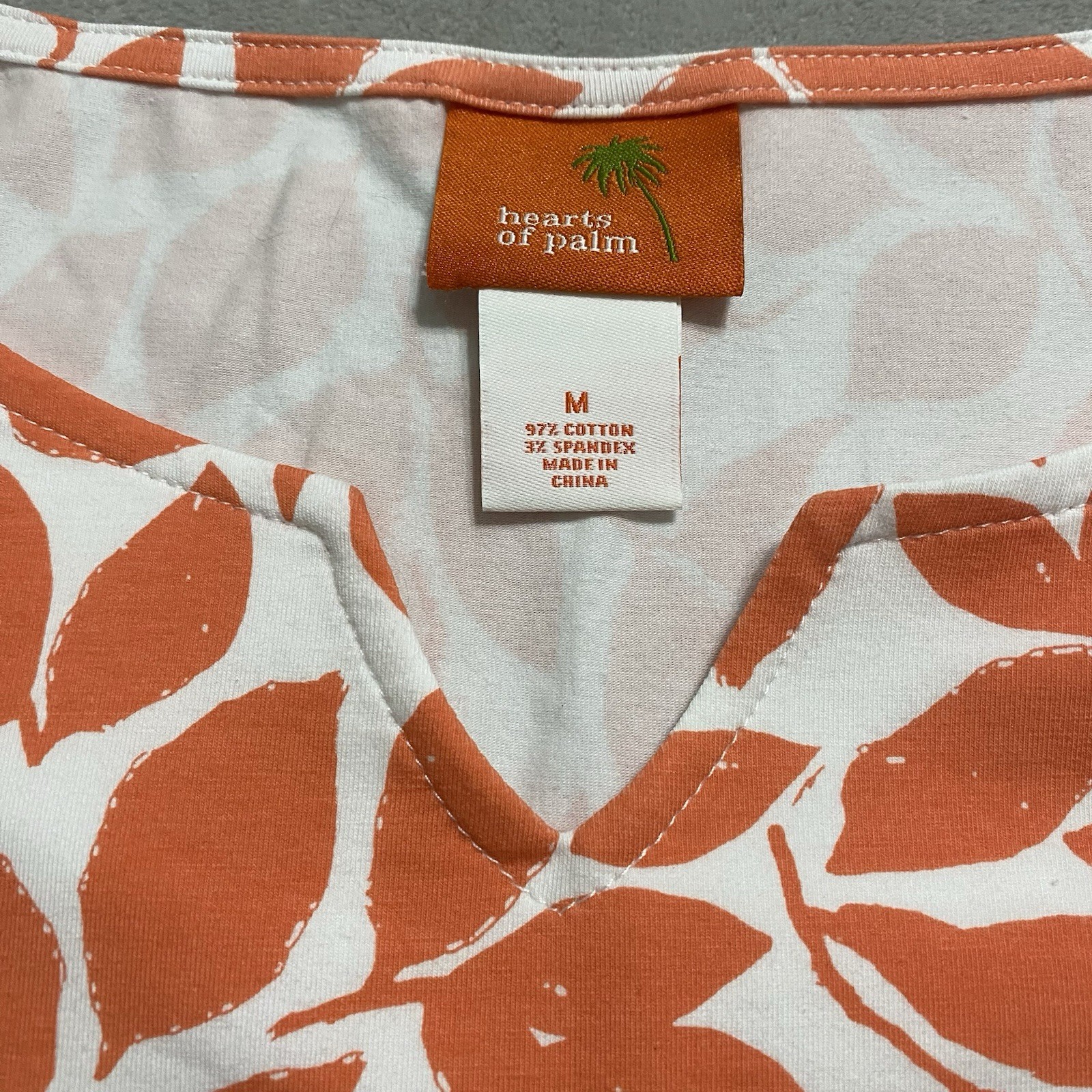 Hearts Of Palm Blouse Medium Coral Leaf Essential Top Casual Travel Beach