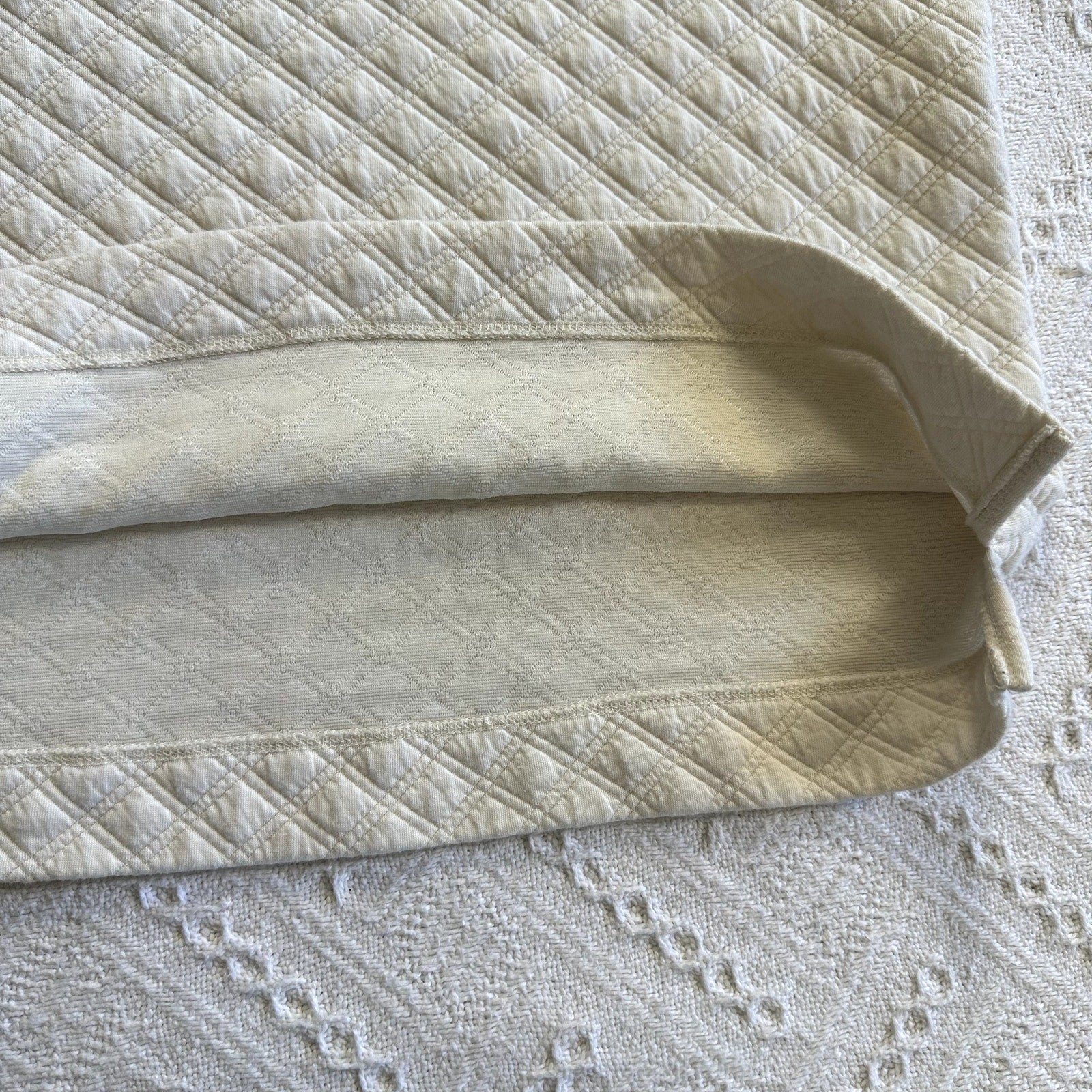 LOFT Quilted Puff Sleeve Top Blouse Long Sleeve Petite S Ivory White Minimalist