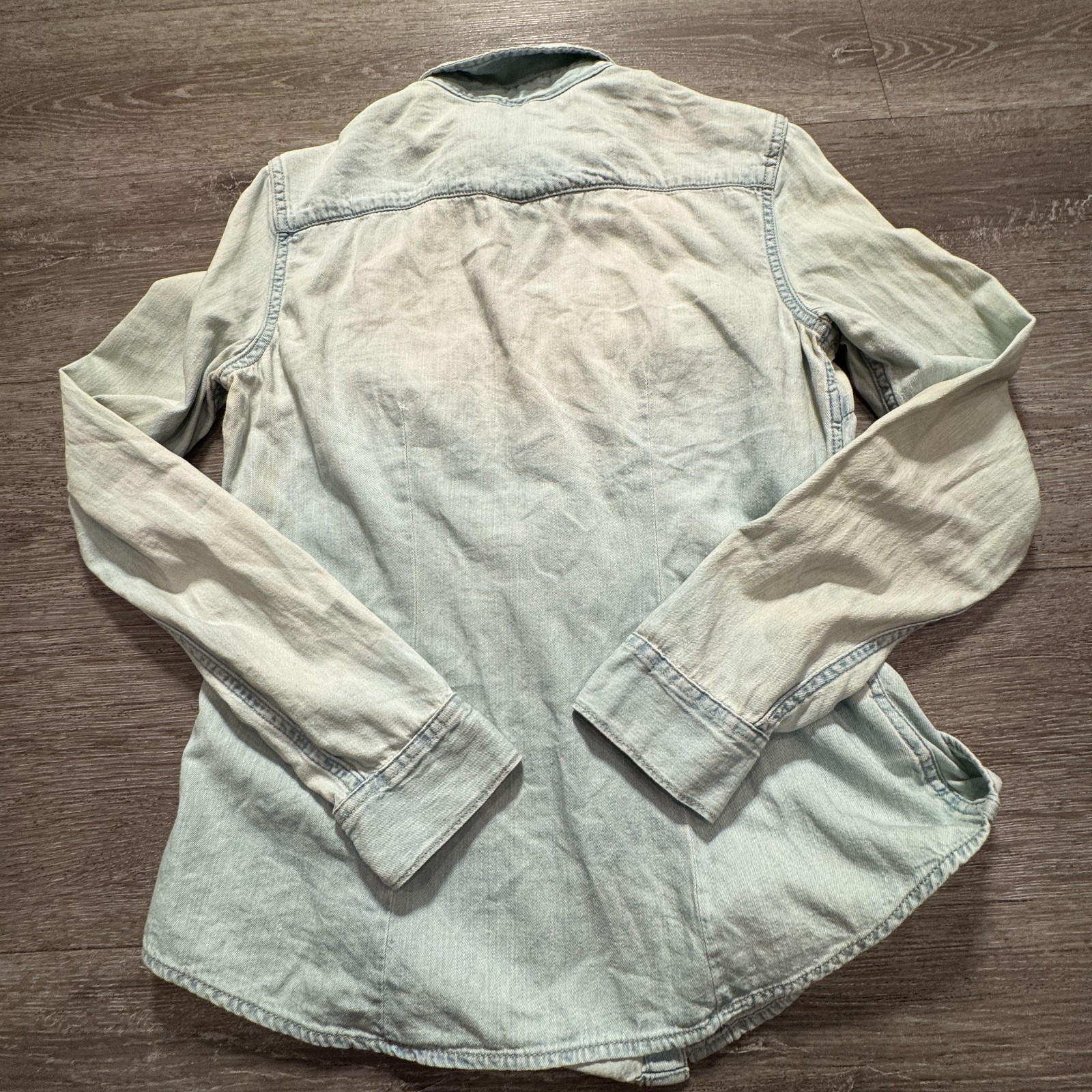 Gap 1969 Shirt Womens Small Blue Chambray Denim Y2K Western Pearl Snap Cotton
