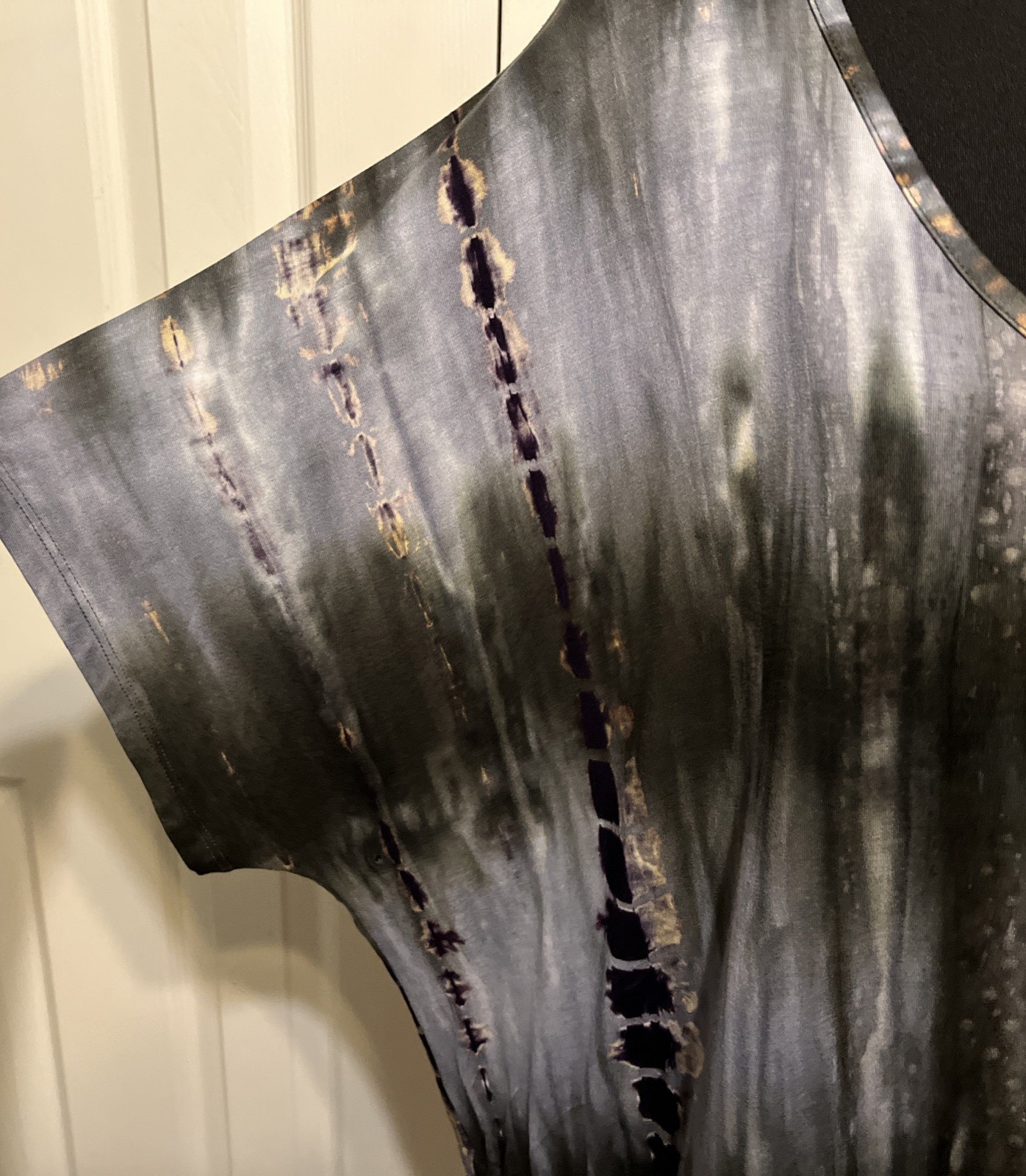 Coin 1804 Gray Abstract Short Sleeve Jersey Knit Tunic w/Drawstring Size 2X NWT