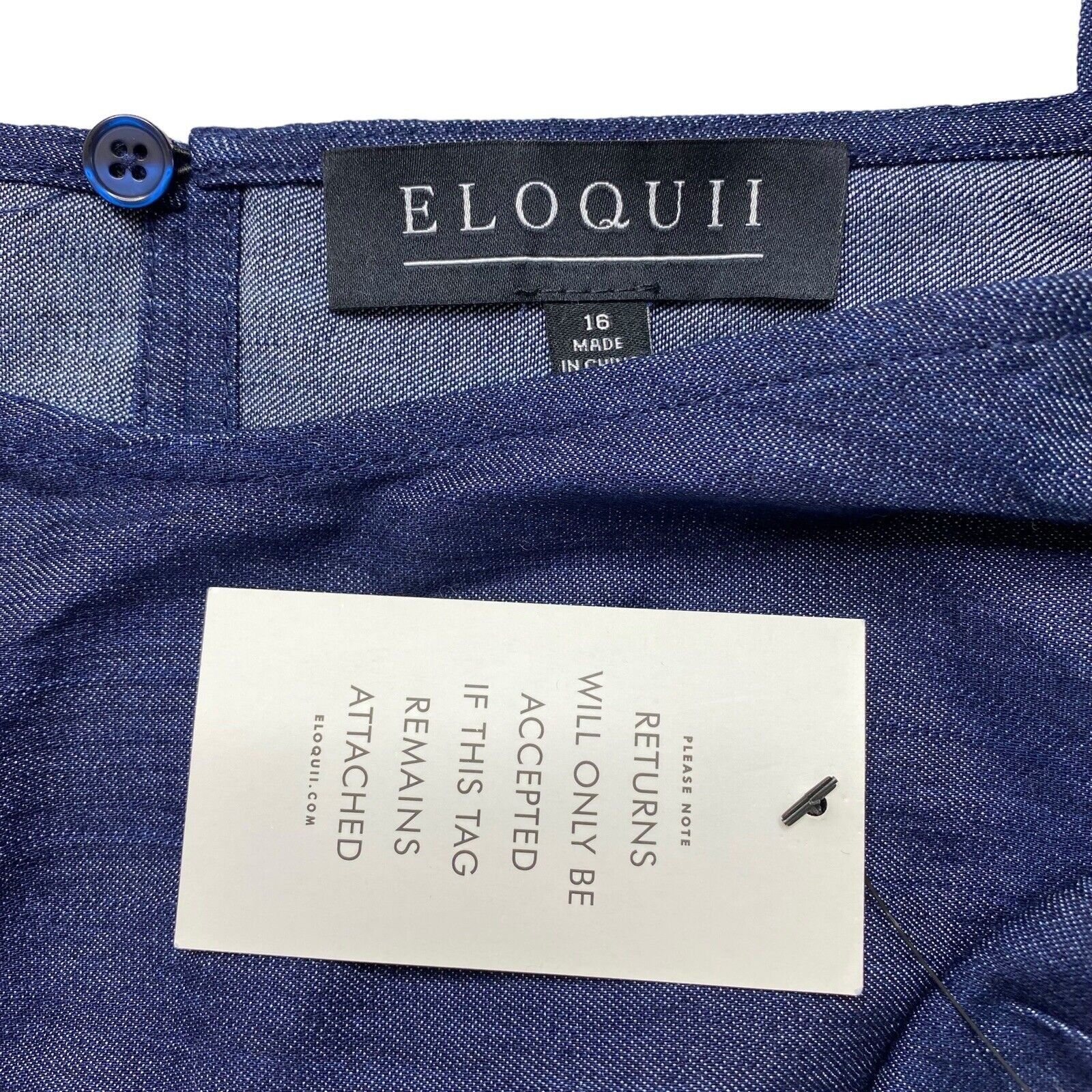 ELOQUII *NEW* Embroidered Chambray Tank Size 16 Blue with White Detail at Hem