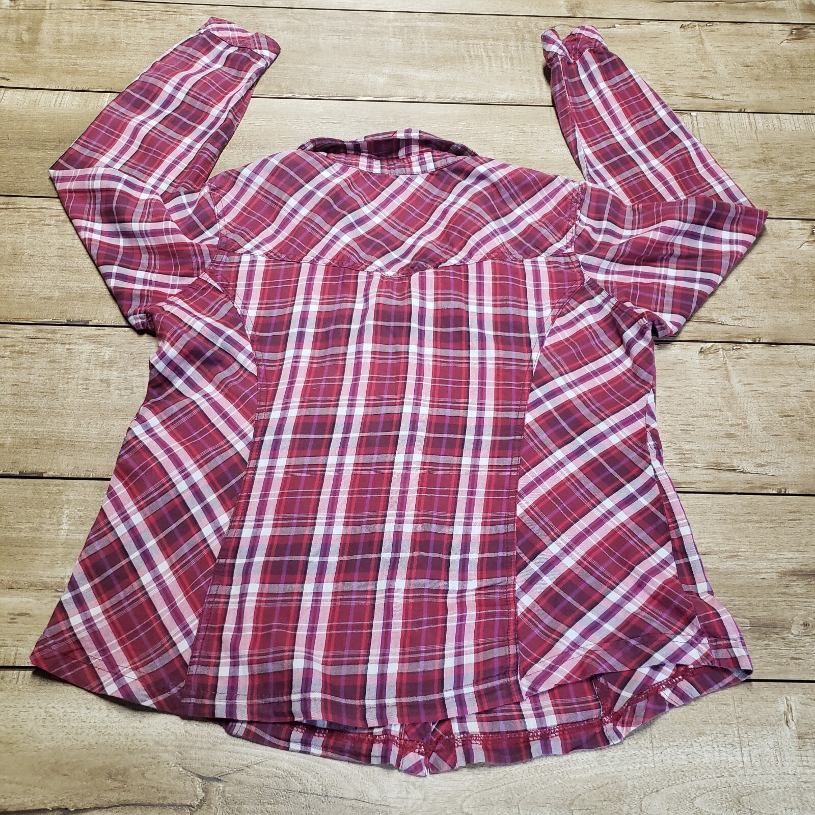 CECIL Shirt Womens Medium Red Plaid Long Sleeve Button Up Western Roper Top