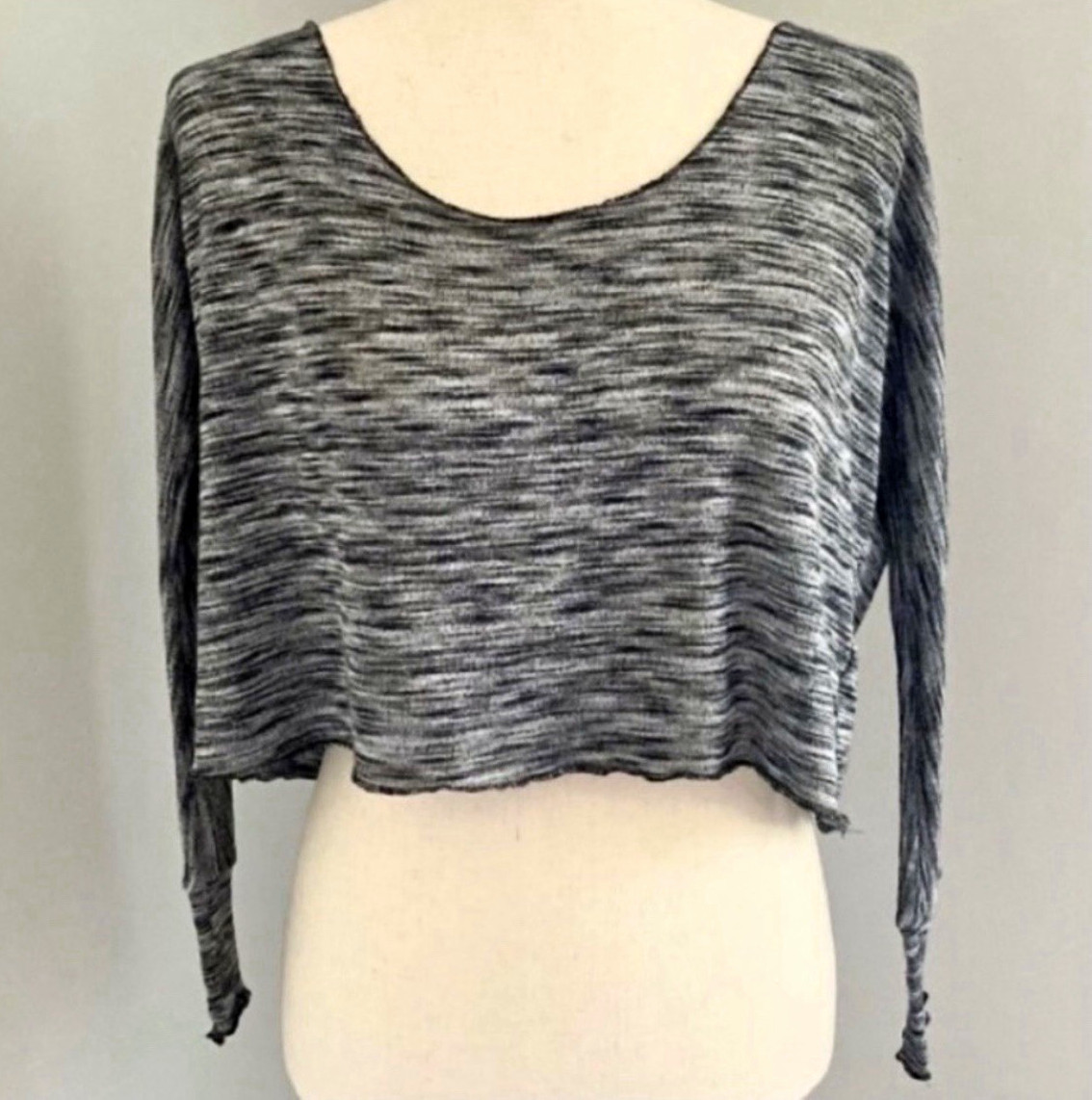L.A. Hearts XS Heathered Gray Black Scoop Neck Dolman Long Sleeve Knit Top