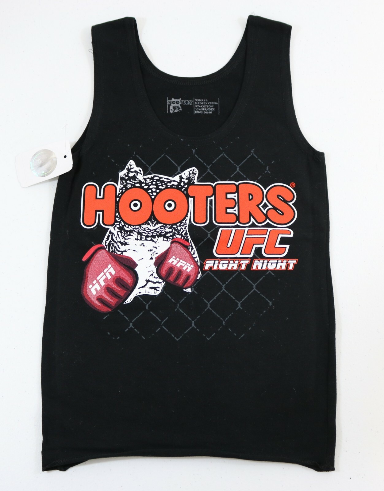 HOOTERS UFC FIGHT NIGHT GIRLS X-SMALL XS BLACK UNIFORM TANK TOP – NEW W/TAG