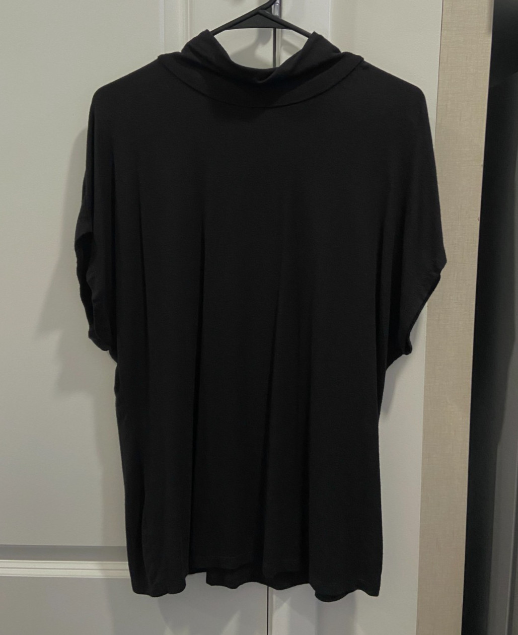 BLACK DOLMAN BATWING TOP SHIRT FLATTERING SOFT STRETCH CLASSIC CHIC 2X