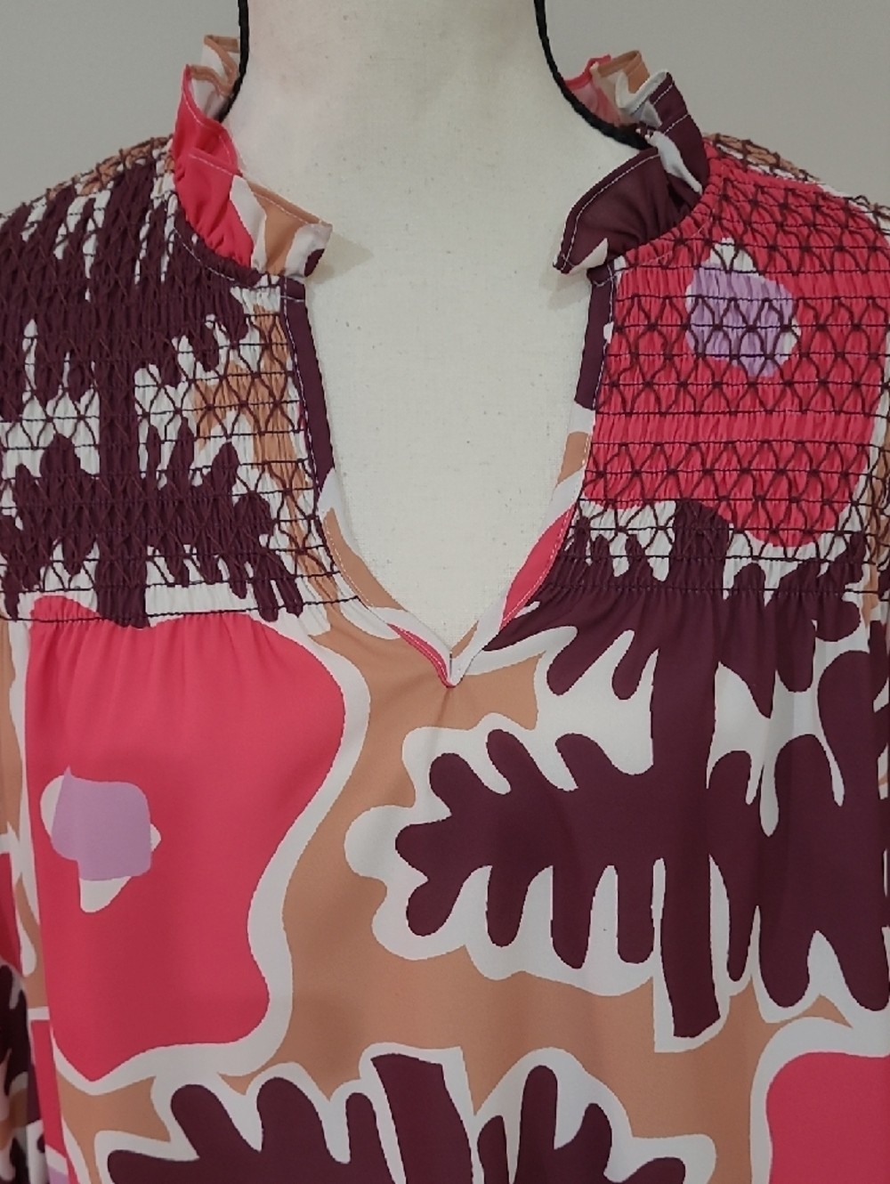 Crosby Burch By Mollie Small Pink and Brown Eleanor Mod Poppy Top – Size S