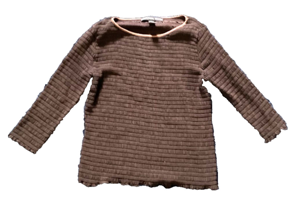 Josephine Chaus Womens Dark Brown Shirred Stretch Shirt Size Medium