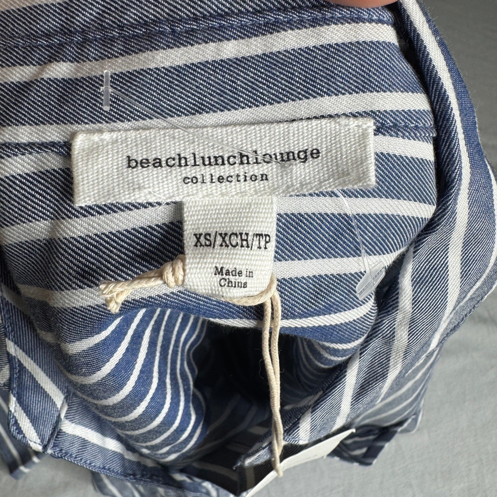 Beachlunchlounge Blue White Striped Button Down Shirt Womens Size XS NEW