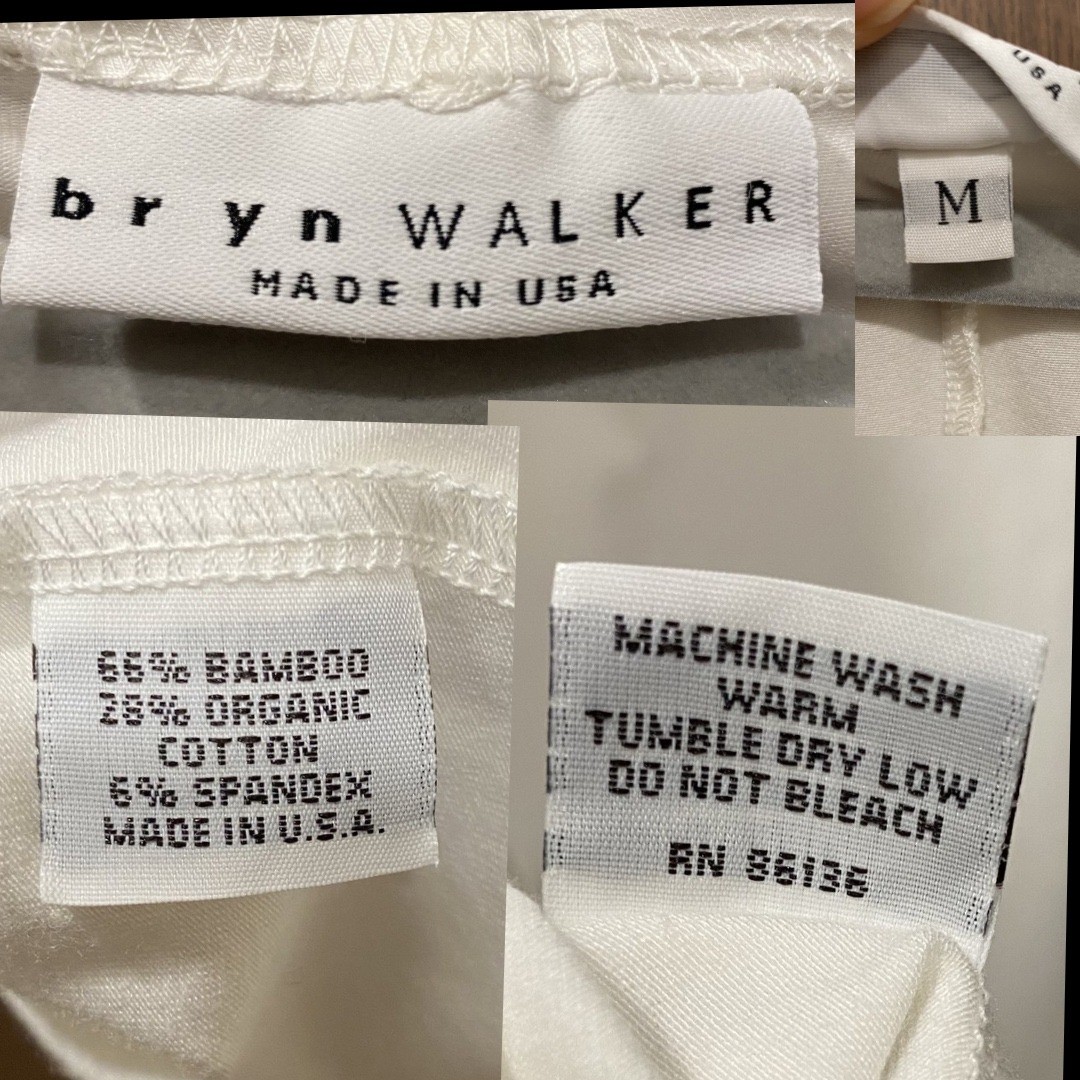 BRYN WALKER Asymmetrical Tank Top M Cream Lagenlook Bamboo Organic Cotton USA