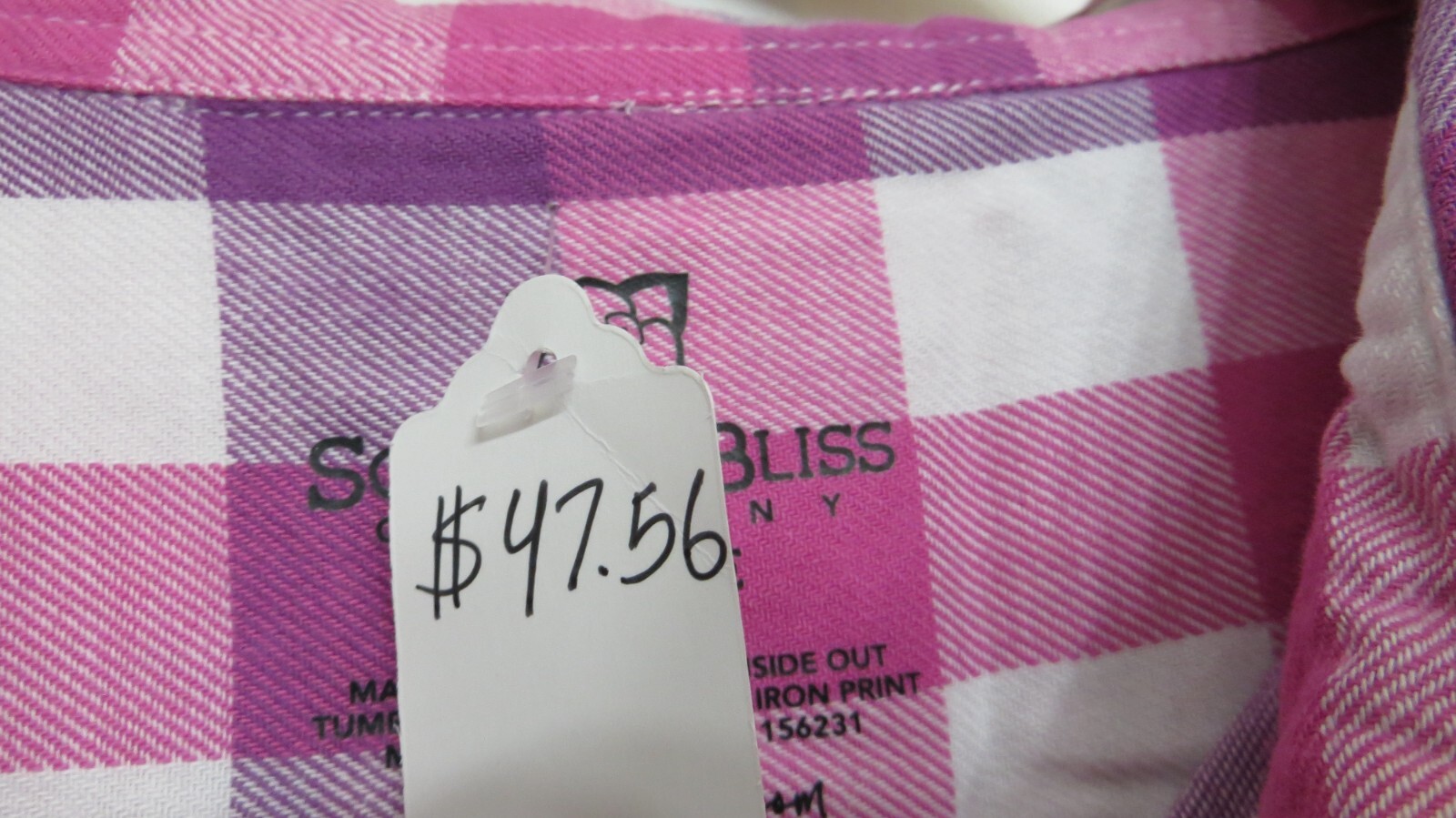 Southern Bliss Shirt Womens XXL 2XL Pink Purple White Checked Christmas Santa