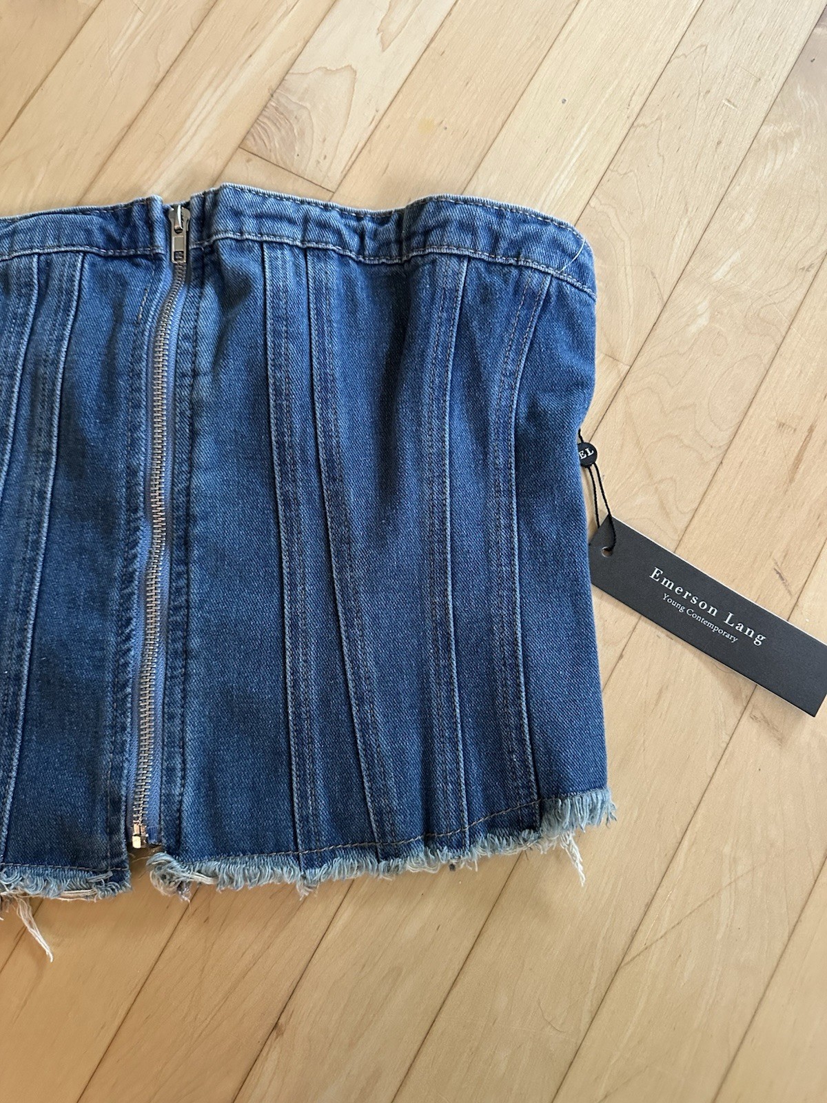 Emerson Lang Women’s Jean Denim Tube Top Shirt Size Large NWT Medium Blue