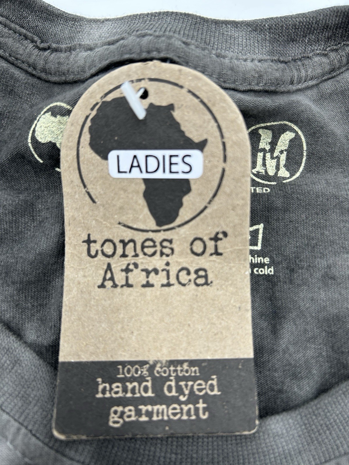 Tones of Africa Women’s Gray Tie-Dye Zebra Graphic Scoop Neck Tee 100% Cotton M
