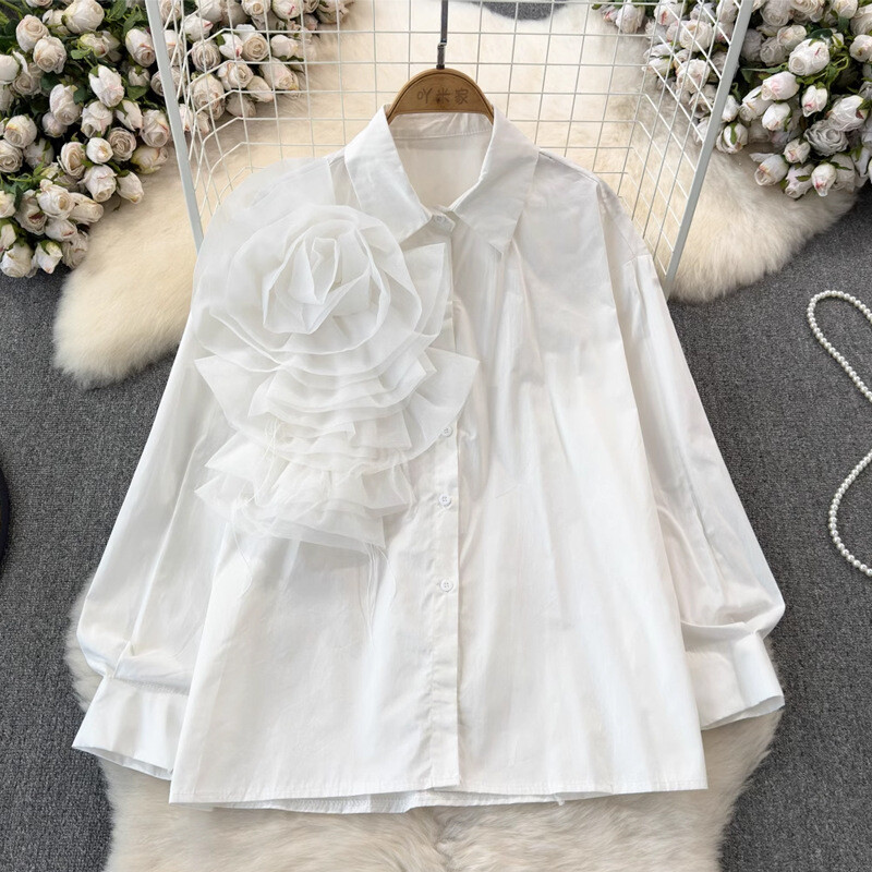 Fashion Womens Long Sleeve Shirts Collared Gauze Bowknot Tops Casual Blouse Size