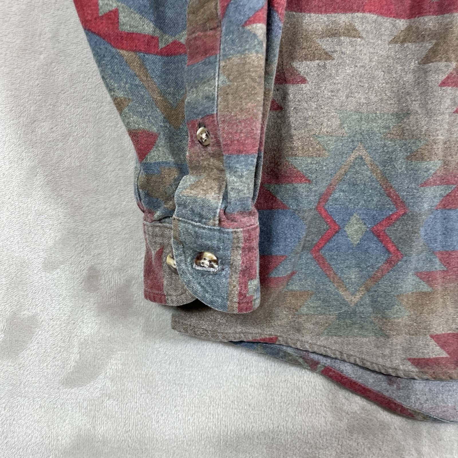 Vtg Cabellas Aztec Western Shirt Womens Large Desert Southwest Navajo AOP Button