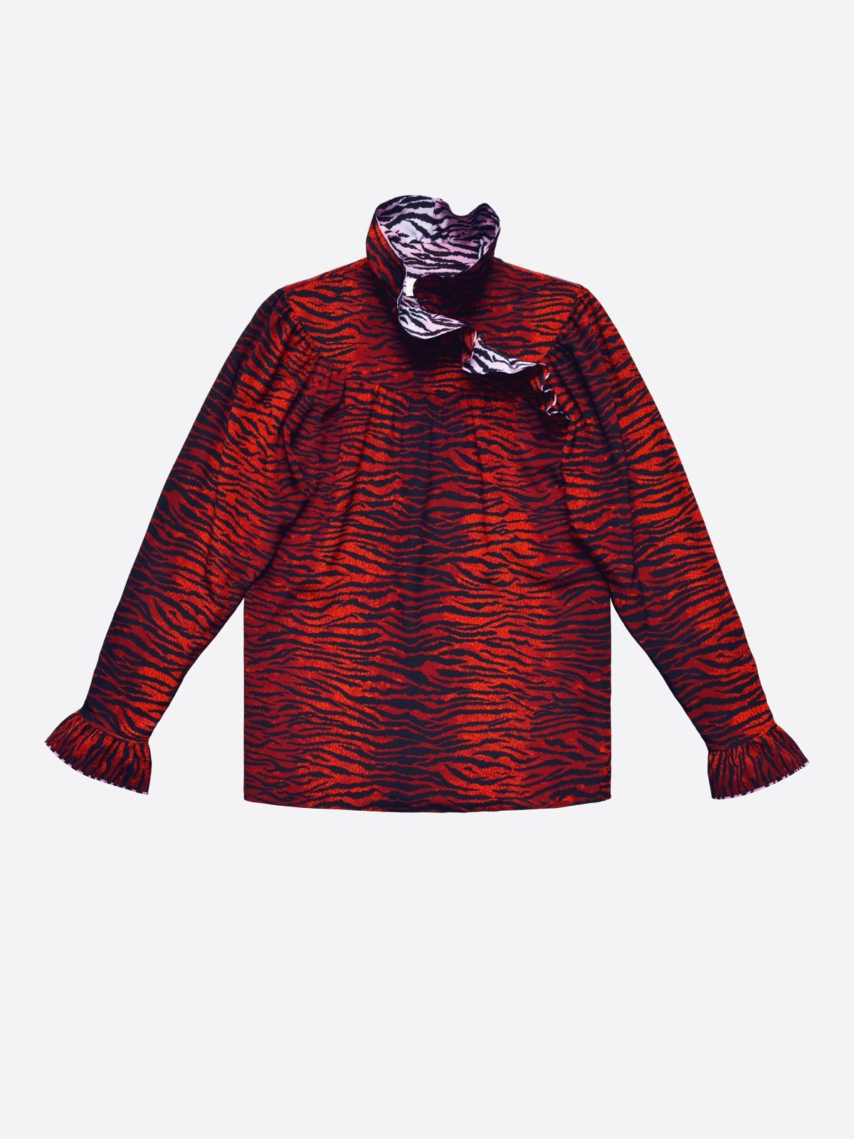 Kenzo x H&M Ladies Animal Pattern Silk Red blouse Size US 2