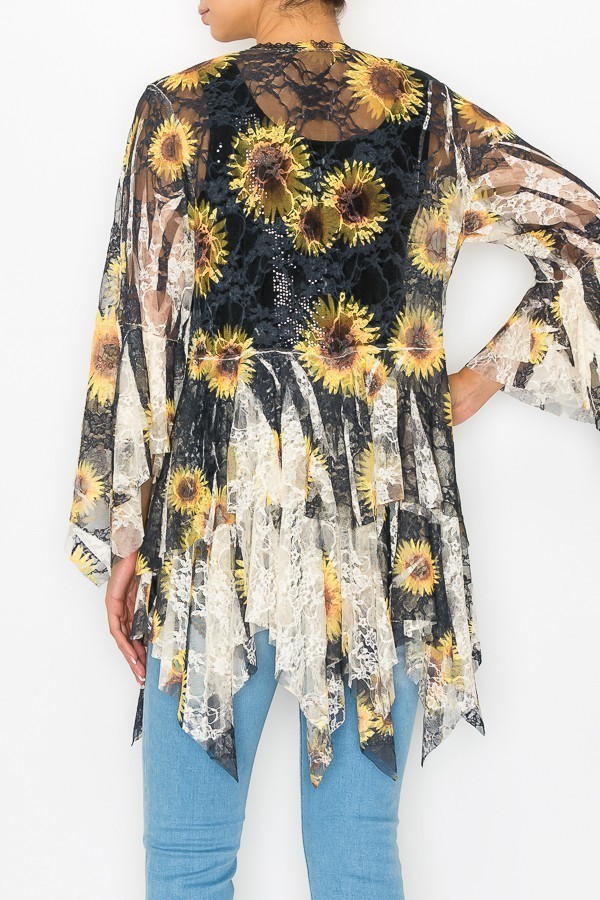 ORIGAMI cardigan LACE VINTAGE WESTERN DRESS shirt SM-3XL bohemian KIMONO DAISY