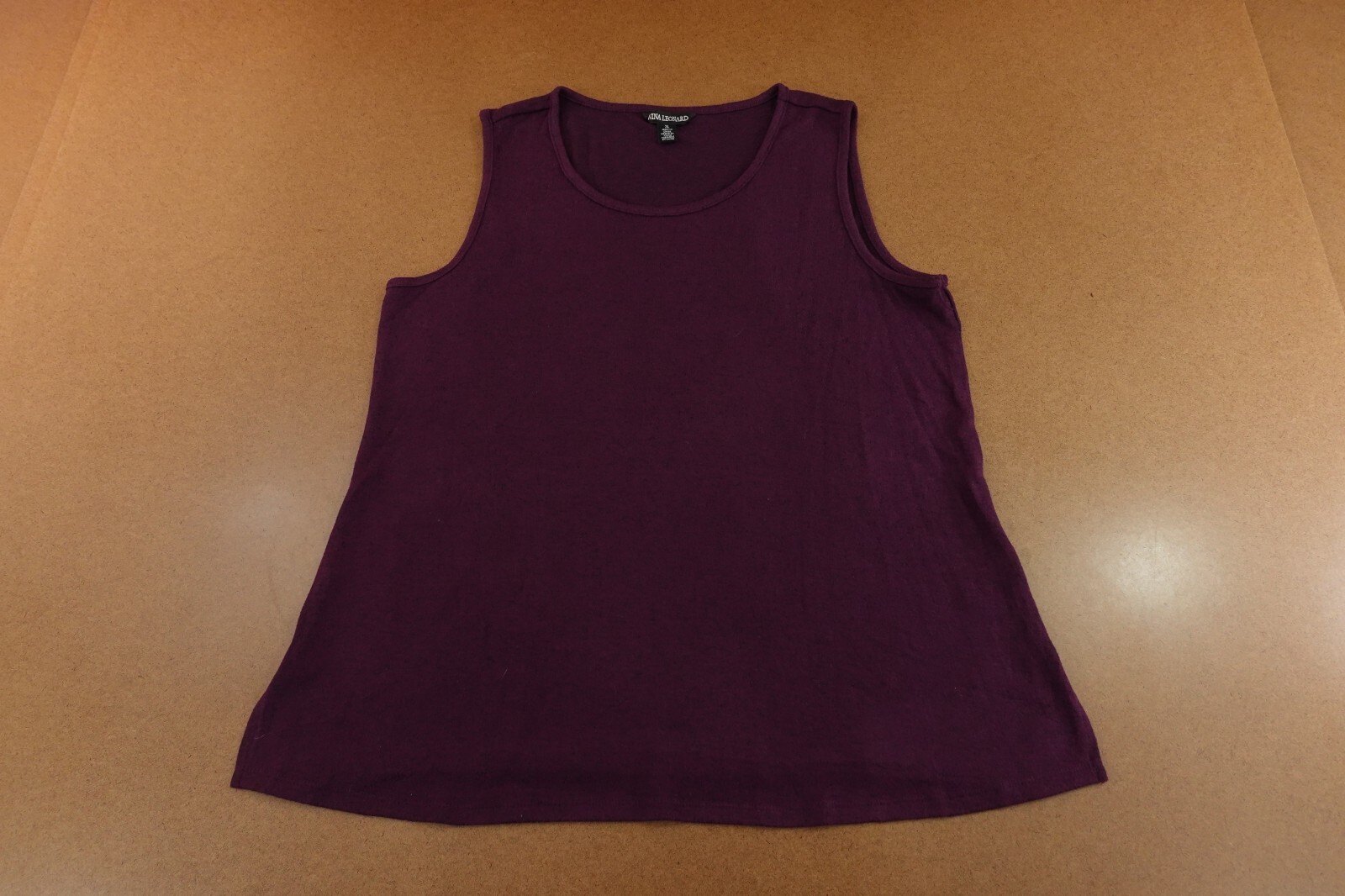 Nina Leonard Womens Size XL Plum Knit Sleeveless Scoop Neck Pullover Top New