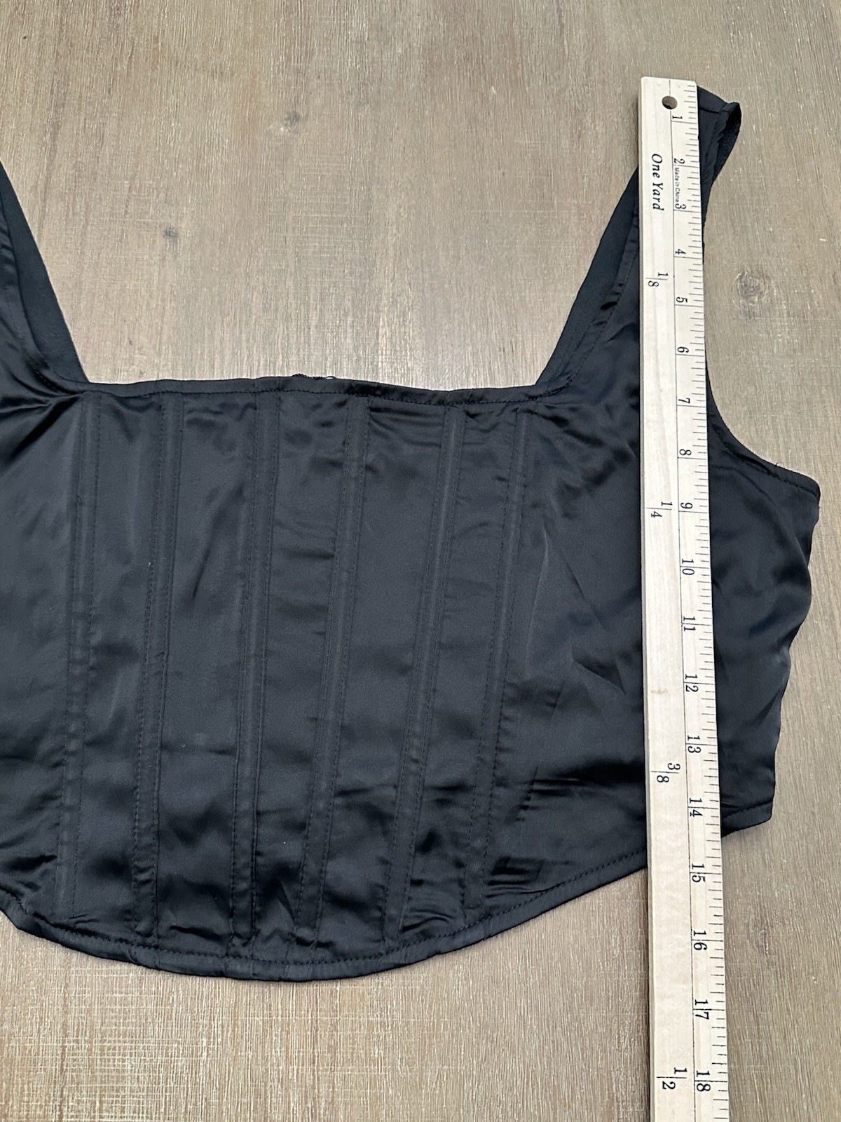 NWT Missguided Sleeveless Black Satin Corset Crop Top Size 12