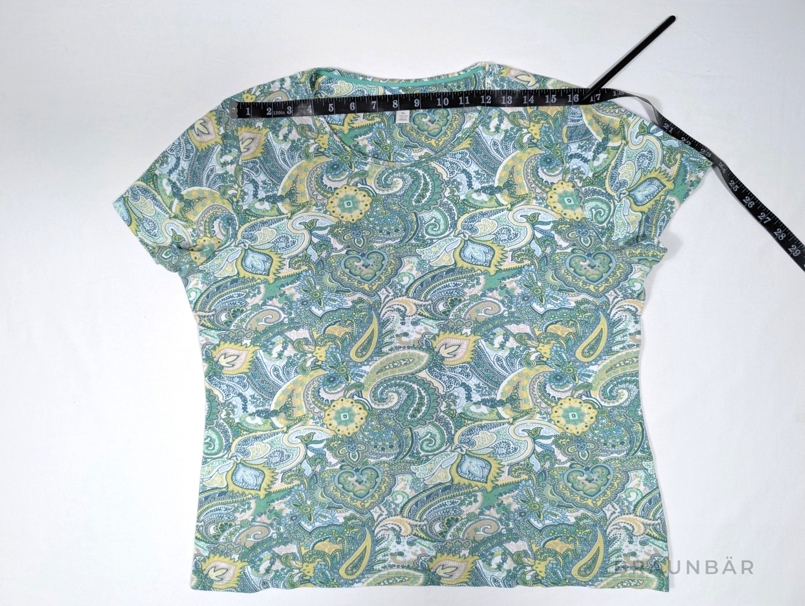 Charter Club Pima Cotton Shirt Women’s XL Paisley Turquoise Green Luxury Soft Te