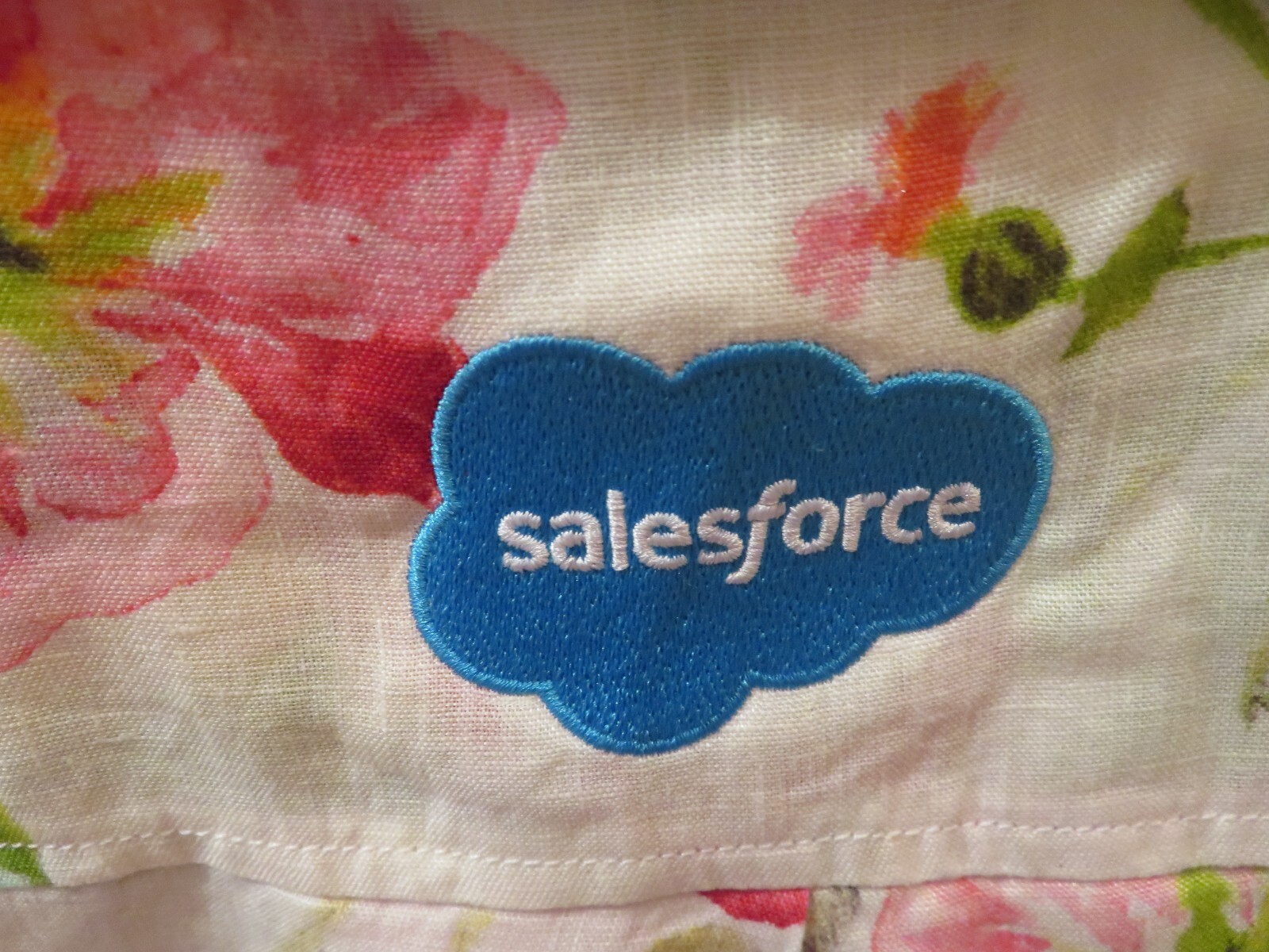 Tommy Bahama x Salesforce Data Shirt Womens XS Hawaiian Parrot Tropical Linen