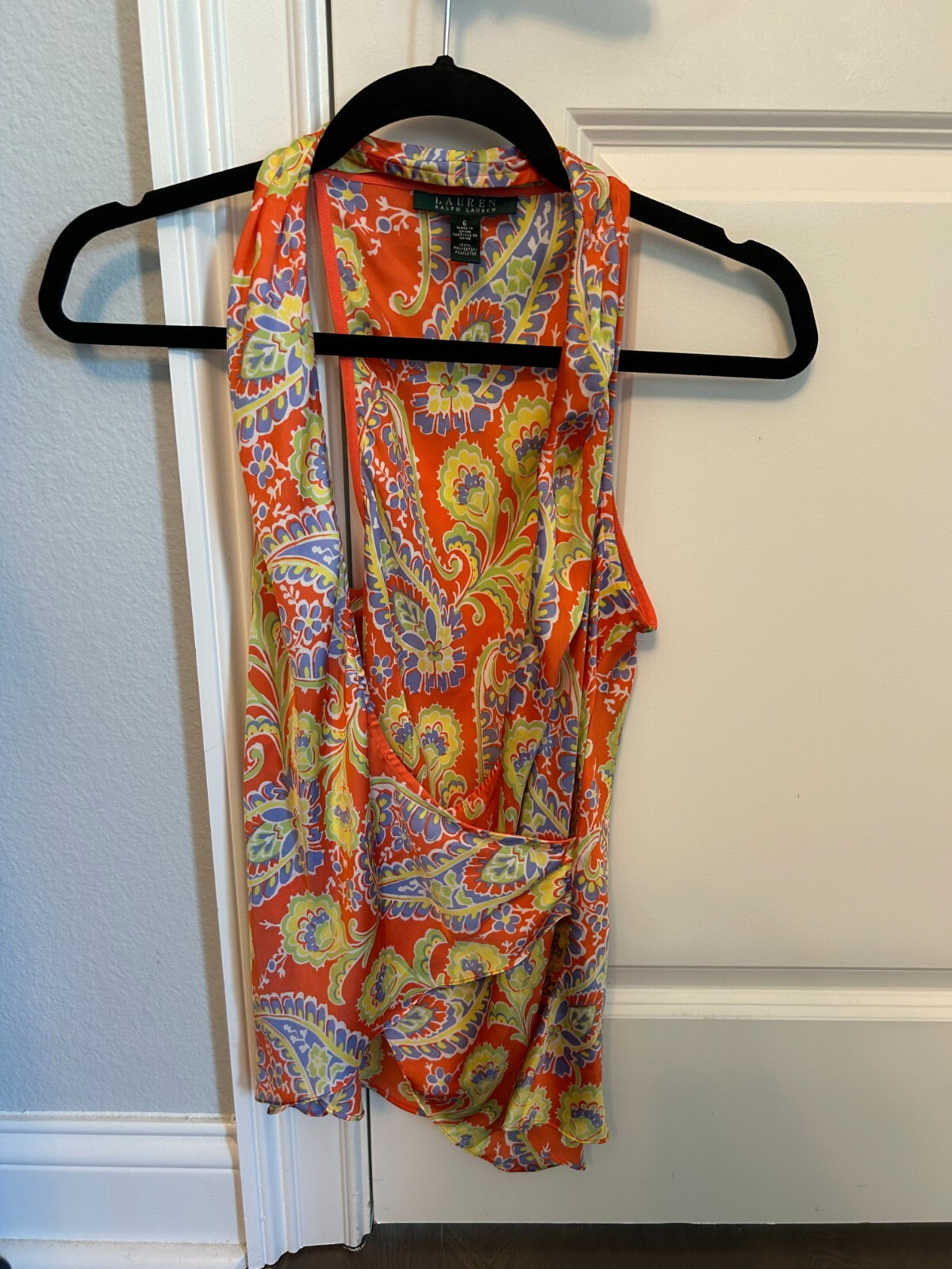 Lauren Ralph Lauren Women’s V-Neck Faux Wrap Blouse Size 6