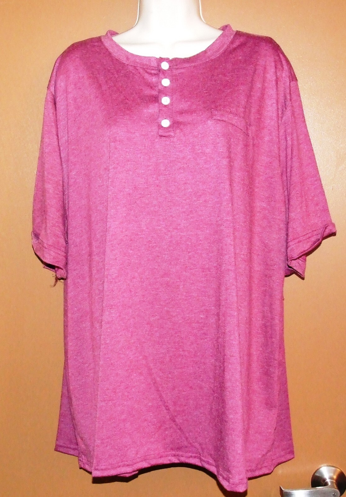 Plus Size Button Front Short Sleeve Slight Stretch Casual Tee- Size 5XL – NWT